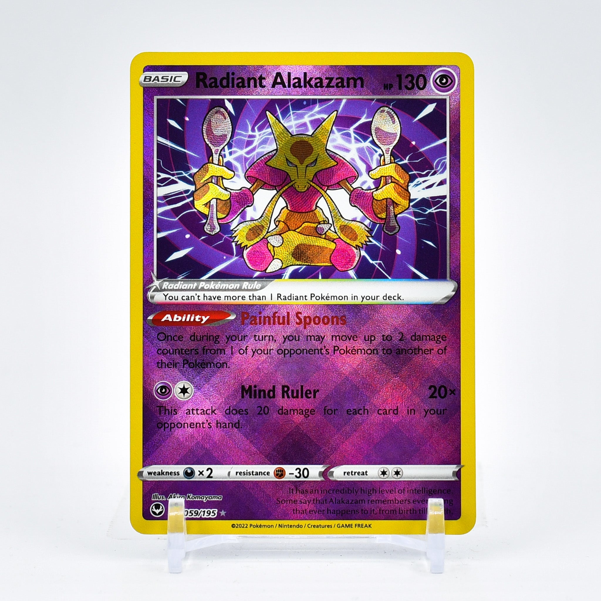 Radiant Alakazam - 059/195 Silver Tempest SHINY Holo Rare Pokemon - NM