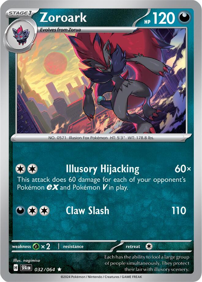 Zoroark - 032/064 Shrouded Fable Holo Rare Pokemon - NM/MINT