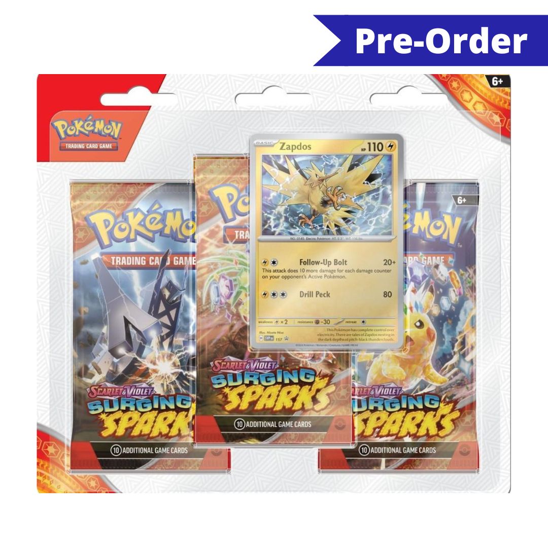 Pokemon Booster 3-Pack Blister Promo - Scarlet & Violet: Surging Sparks - Zapdos [PRE-ORDER]