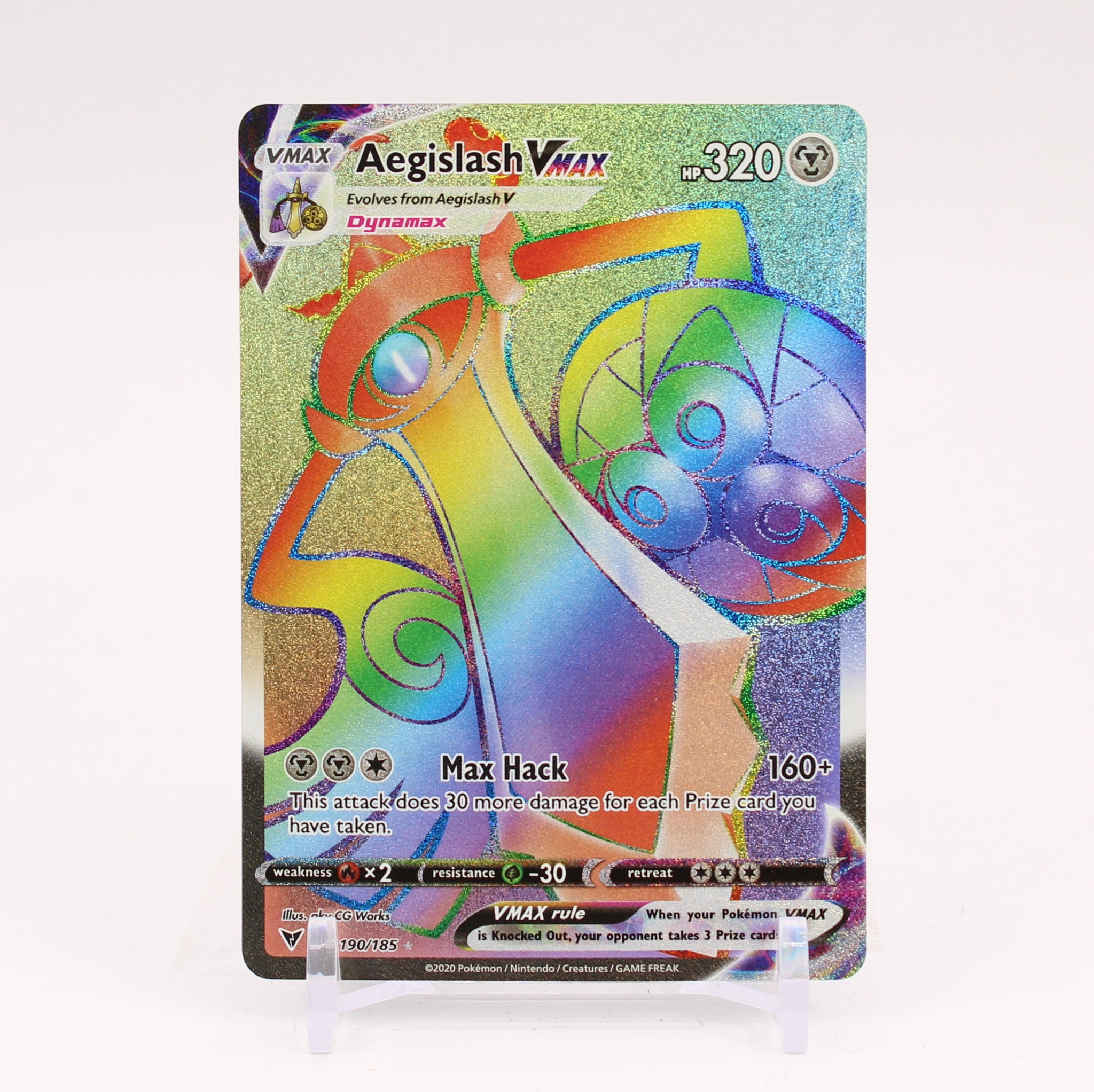 Aegislash Vmax - 190/185 Vivid Voltage Rainbow Pokemon - NM/MINT