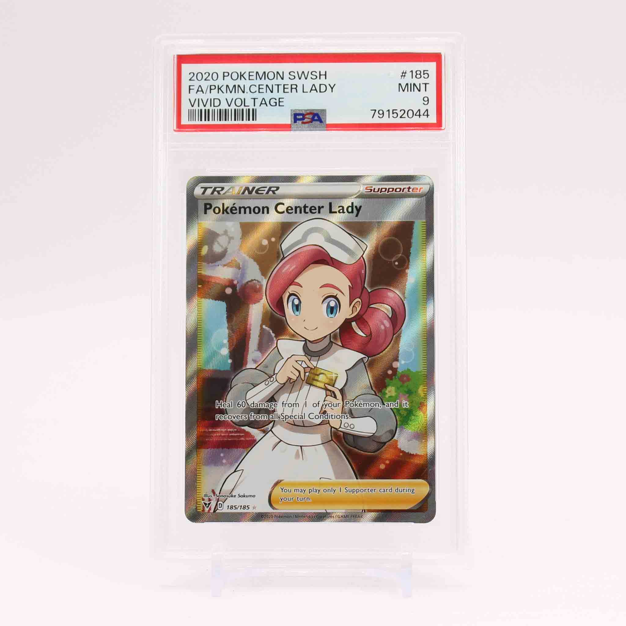 Pokemon Center Lady - 185/185 PSA 9 Vivid Voltage Full Art Trainer - MINT