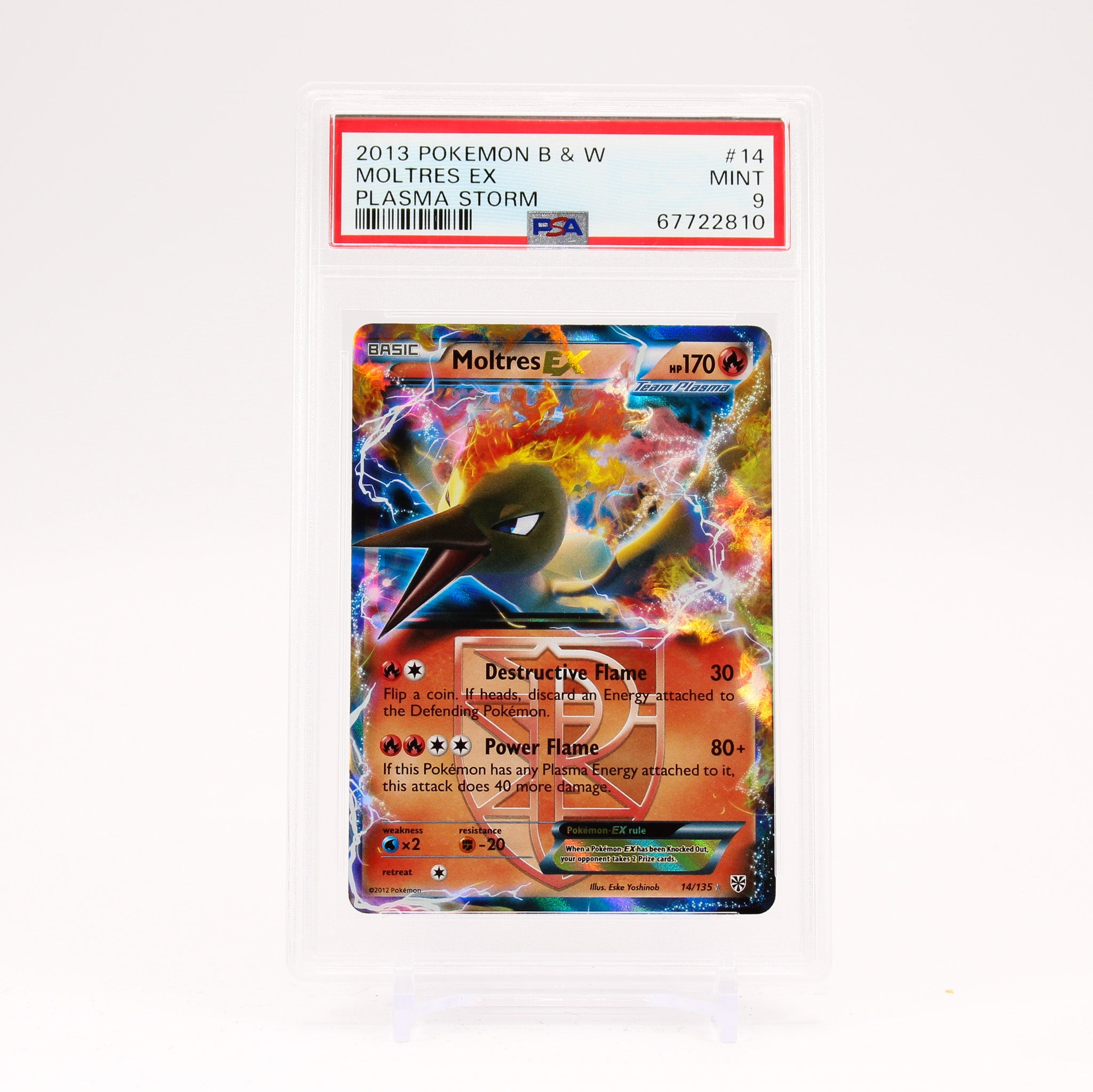Moltres EX - 14/135 PSA 9 Plasma Storm Ultra Rare Pokemon - MINT
