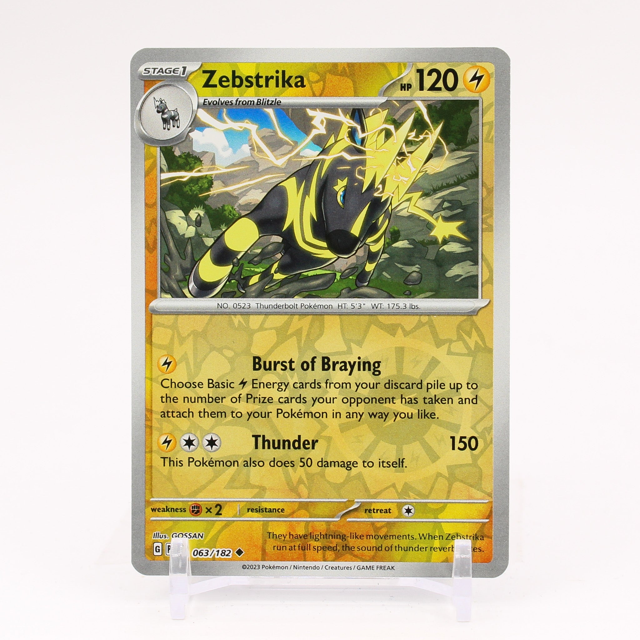 Zebstrika - 063/182 Paradox Rift Reverse Holo Pokemon - NM/MINT