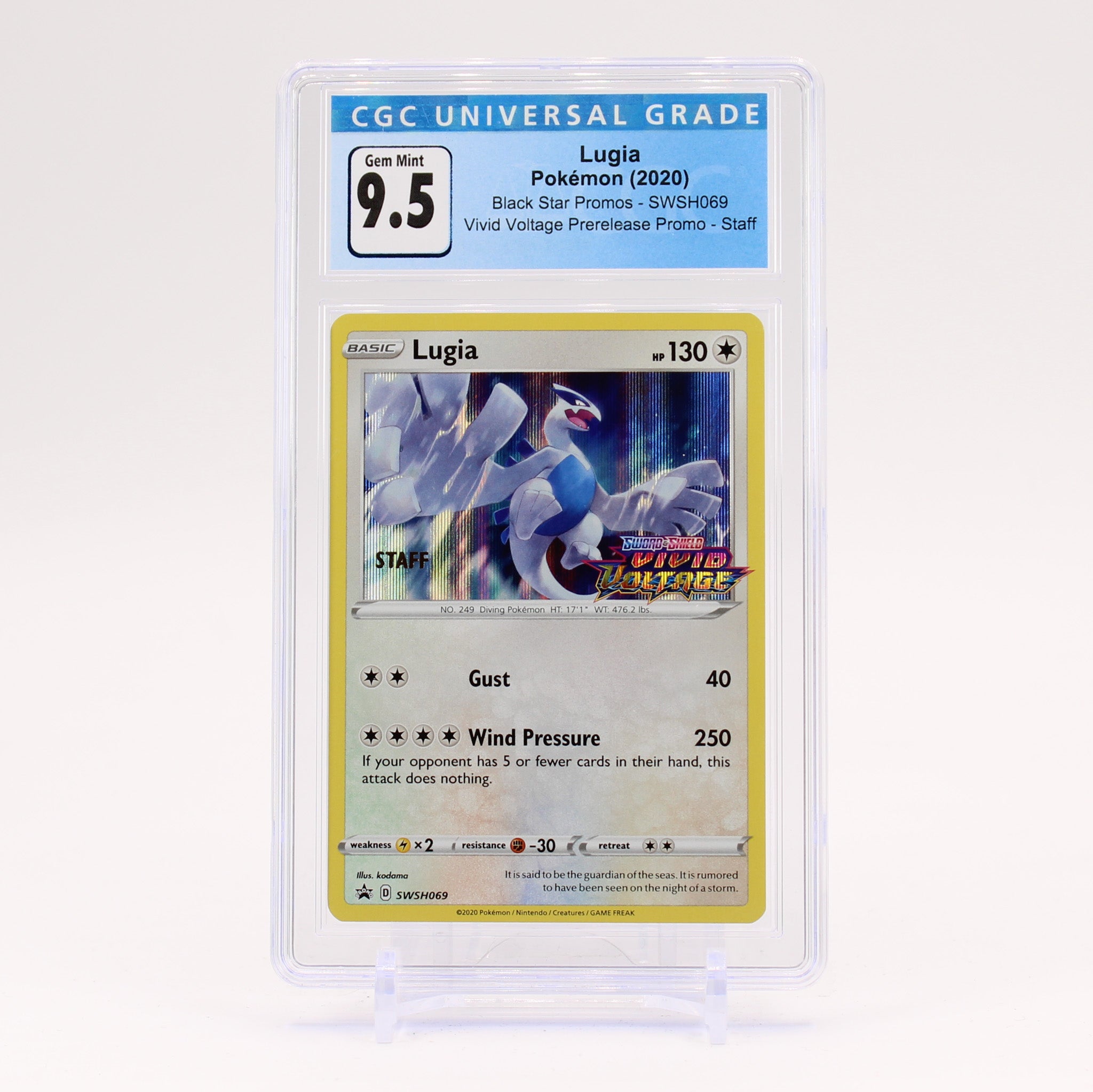 Lugia - SWSH069 STAFF CGC 9.5 Vivd Voltage Prerelease Pokemon - GEM MINT