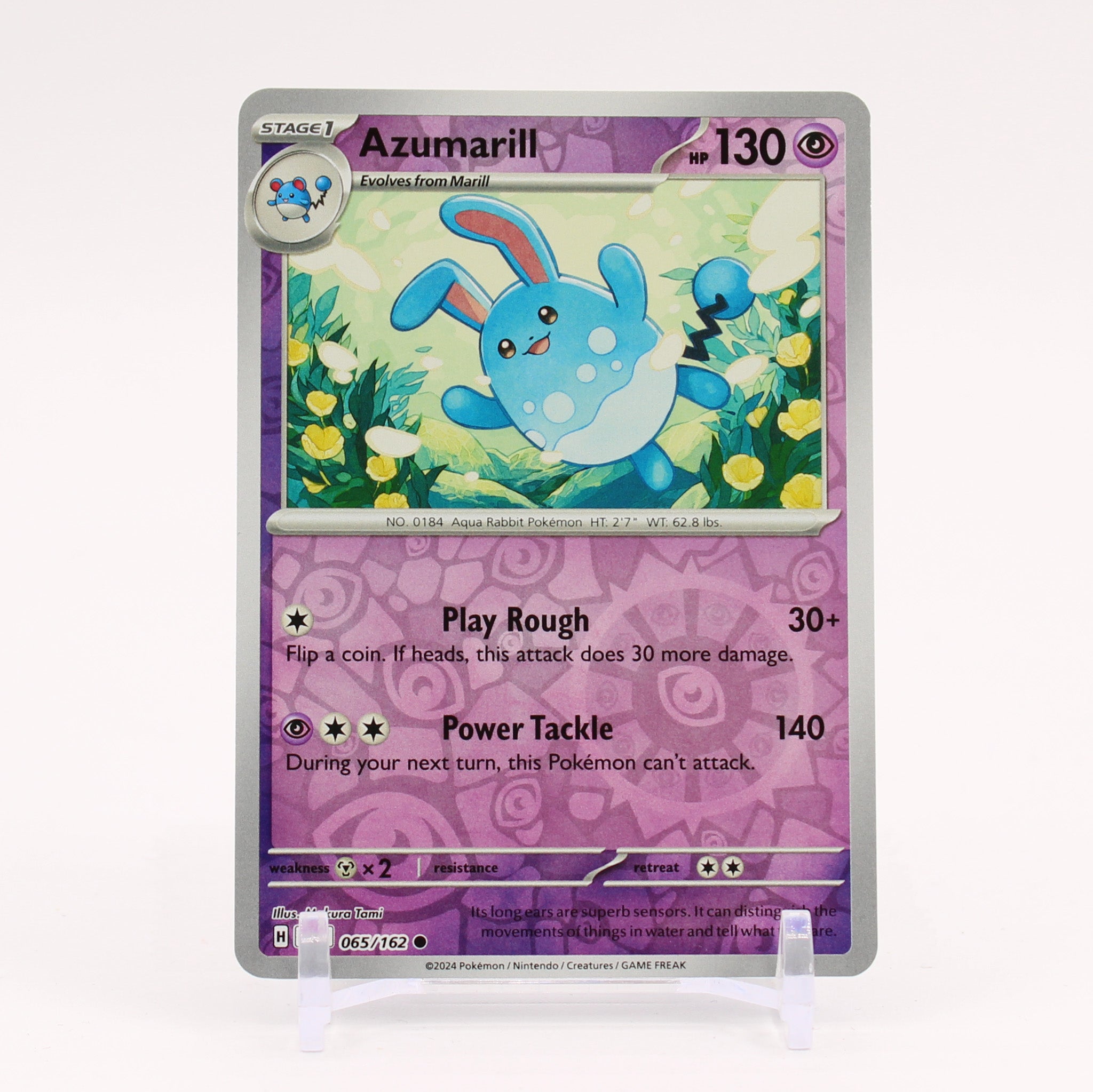 Azumarill - 065/162 Temporal Forces Reverse Holo Pokemon - NM/MINT