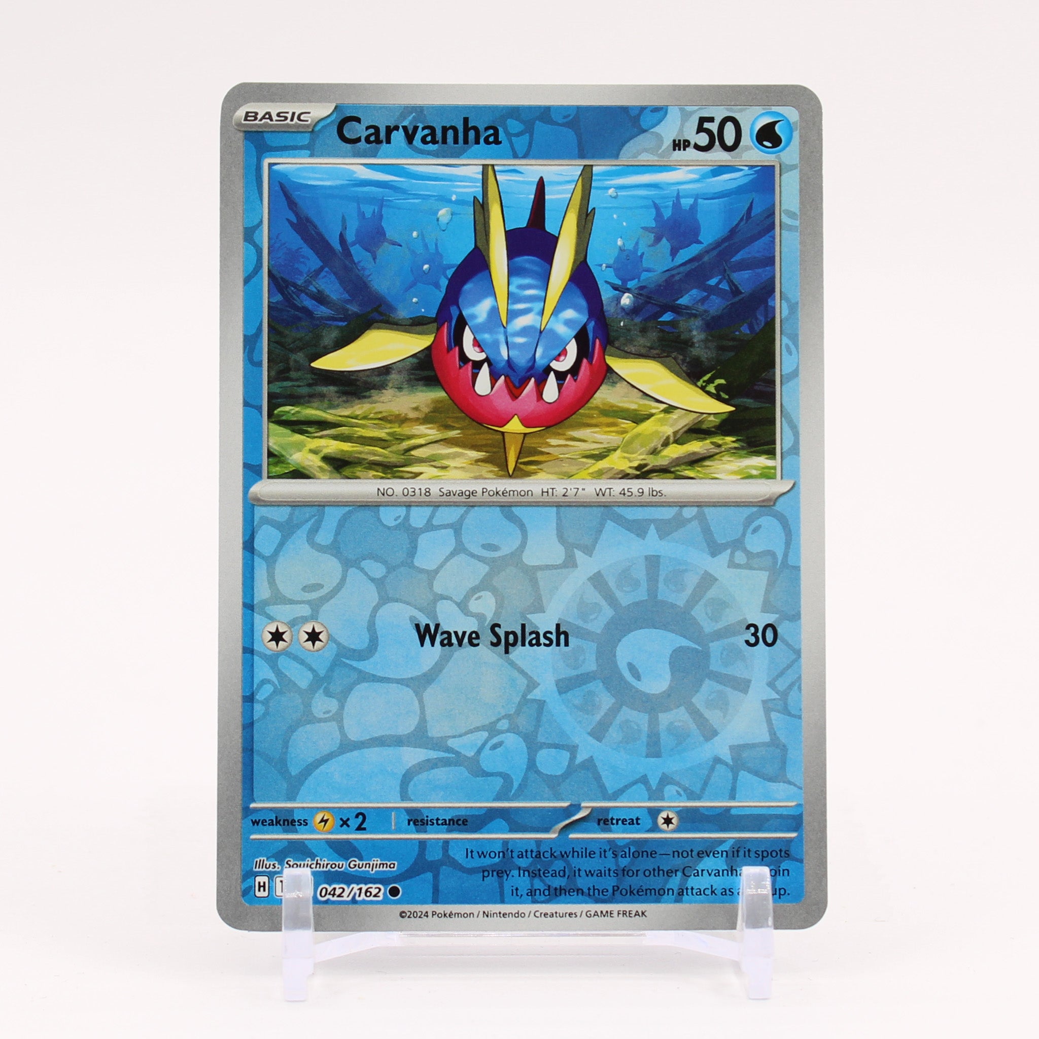 Carvanha - 042/162 Temporal Forces Reverse Holo Pokemon - NM/MINT