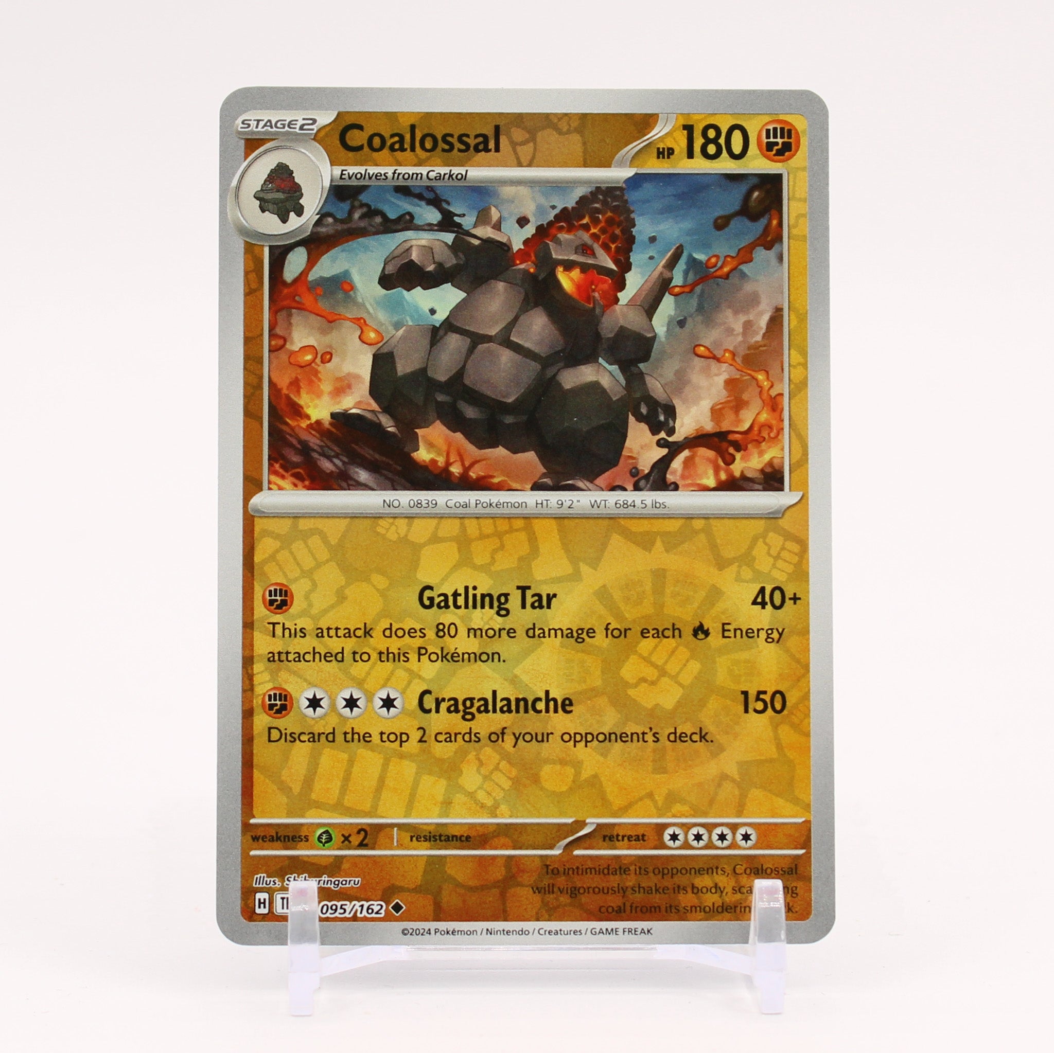 Coalossal - 095/162 Temporal Forces Reverse Holo Pokemon - NM/MINT