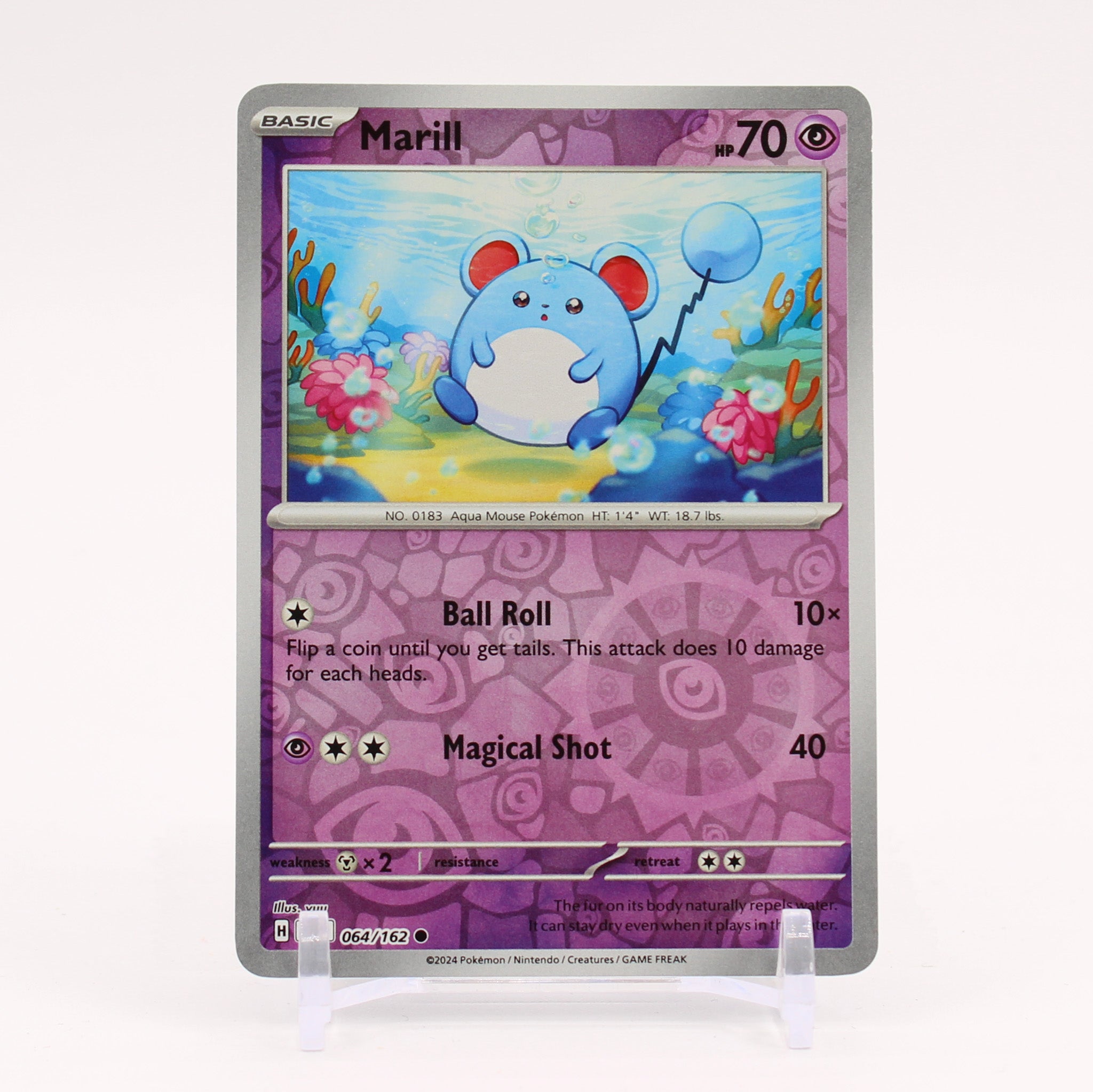 Marill - 064/162 Temporal Forces Reverse Holo Pokemon - NM/MINT