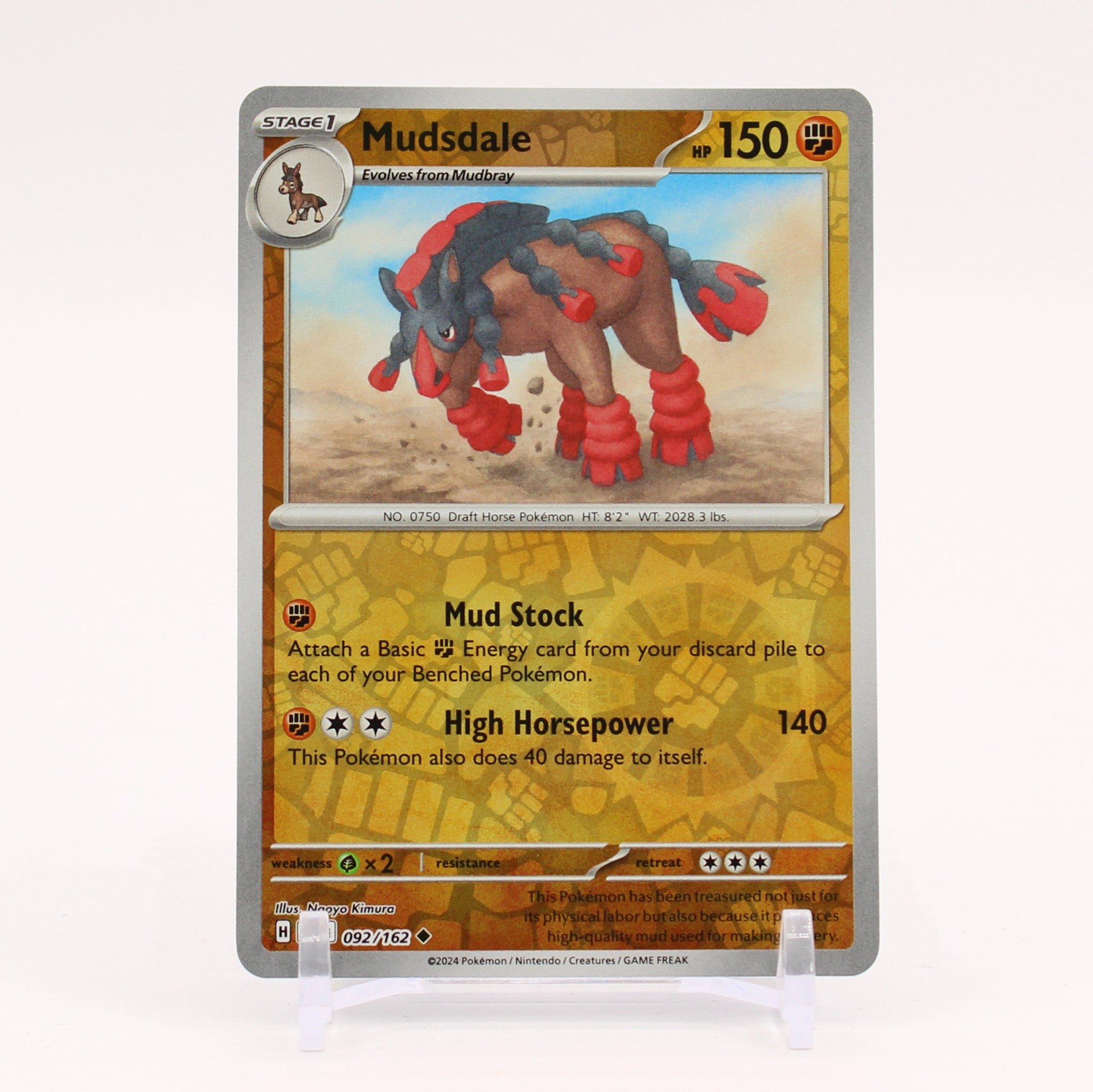 Mudsdale - 092/162 Temporal Forces Reverse Holo Pokemon - NM/MINT