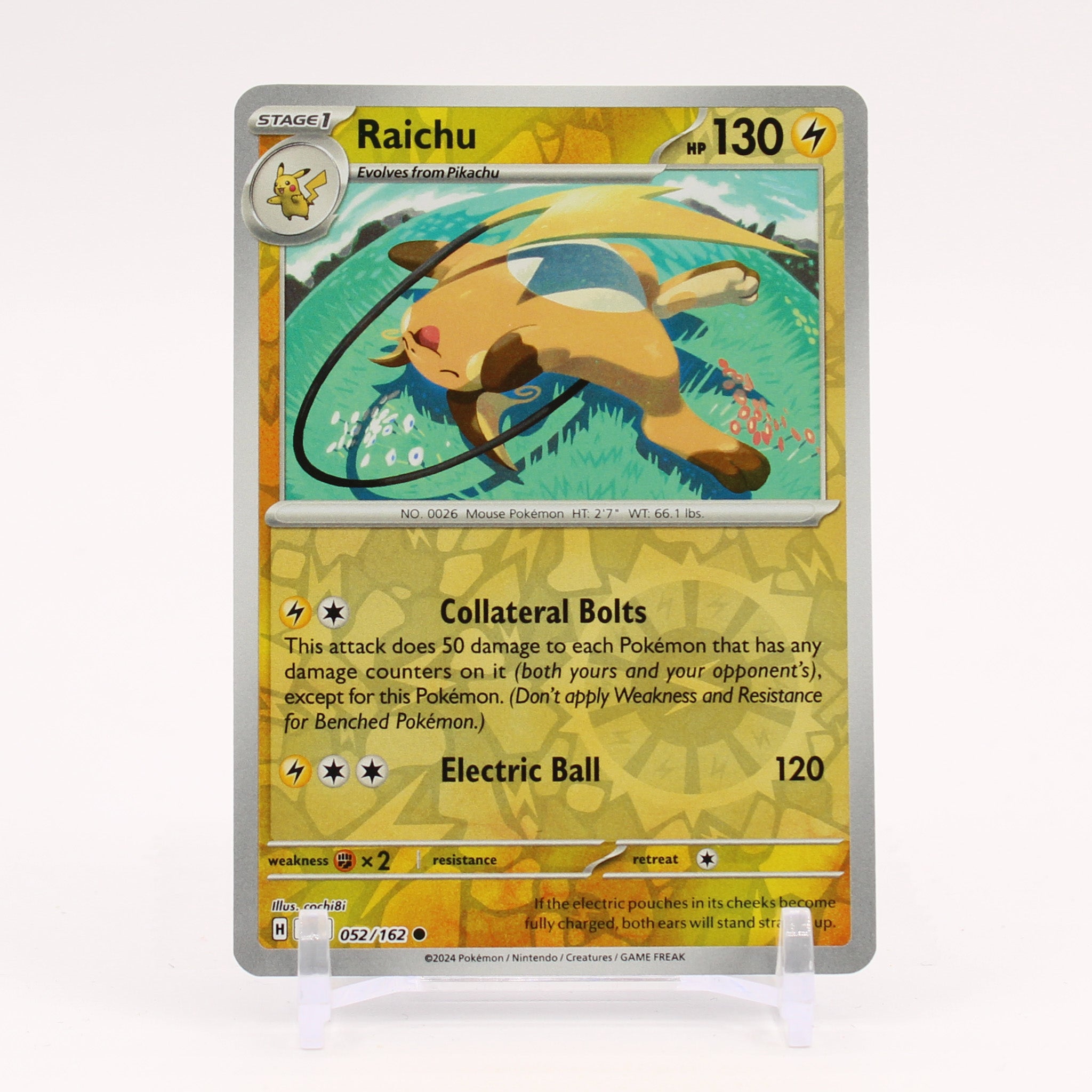 Raichu - 052/162 Temporal Forces Reverse Holo Pokemon - NM/MINT