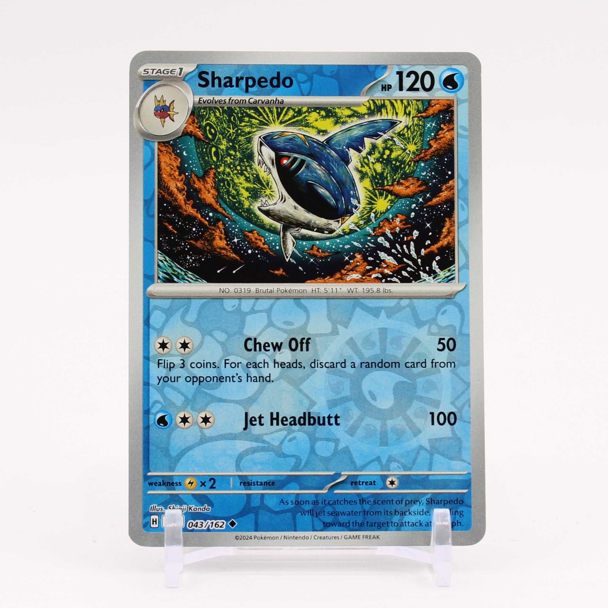 Sharpedo - 043/162 Temporal Forces Reverse Holo Pokemon - NM/MINT