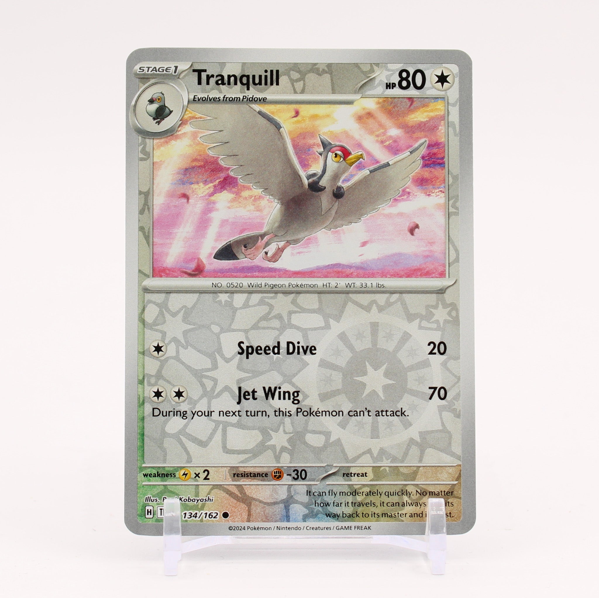 Tranquill - 134/162 Temporal Forces Reverse Holo Pokemon - NM/MINT