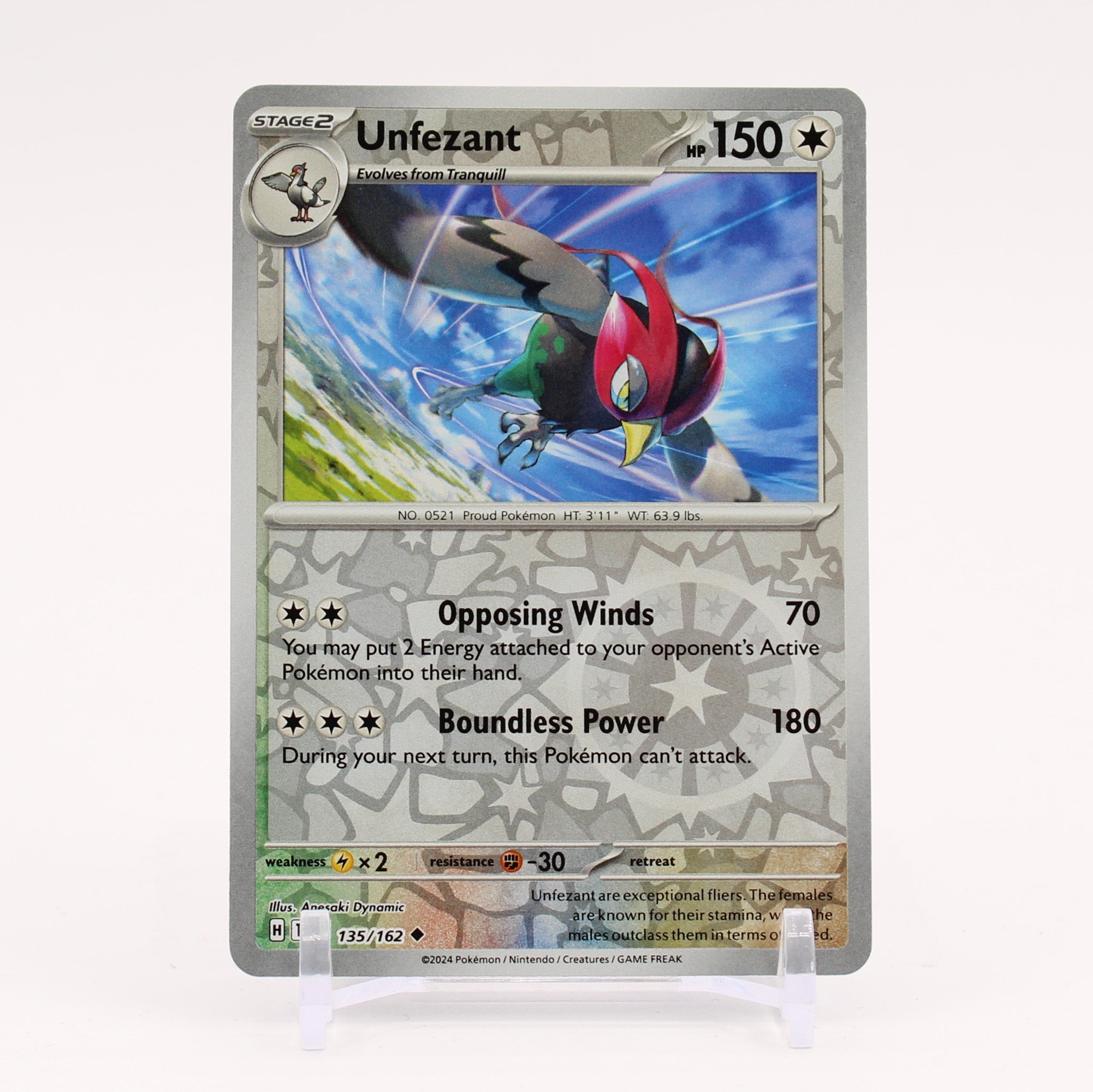 Unfezant - 135/162 Temporal Forces Reverse Holo Pokemon - NM/MINT