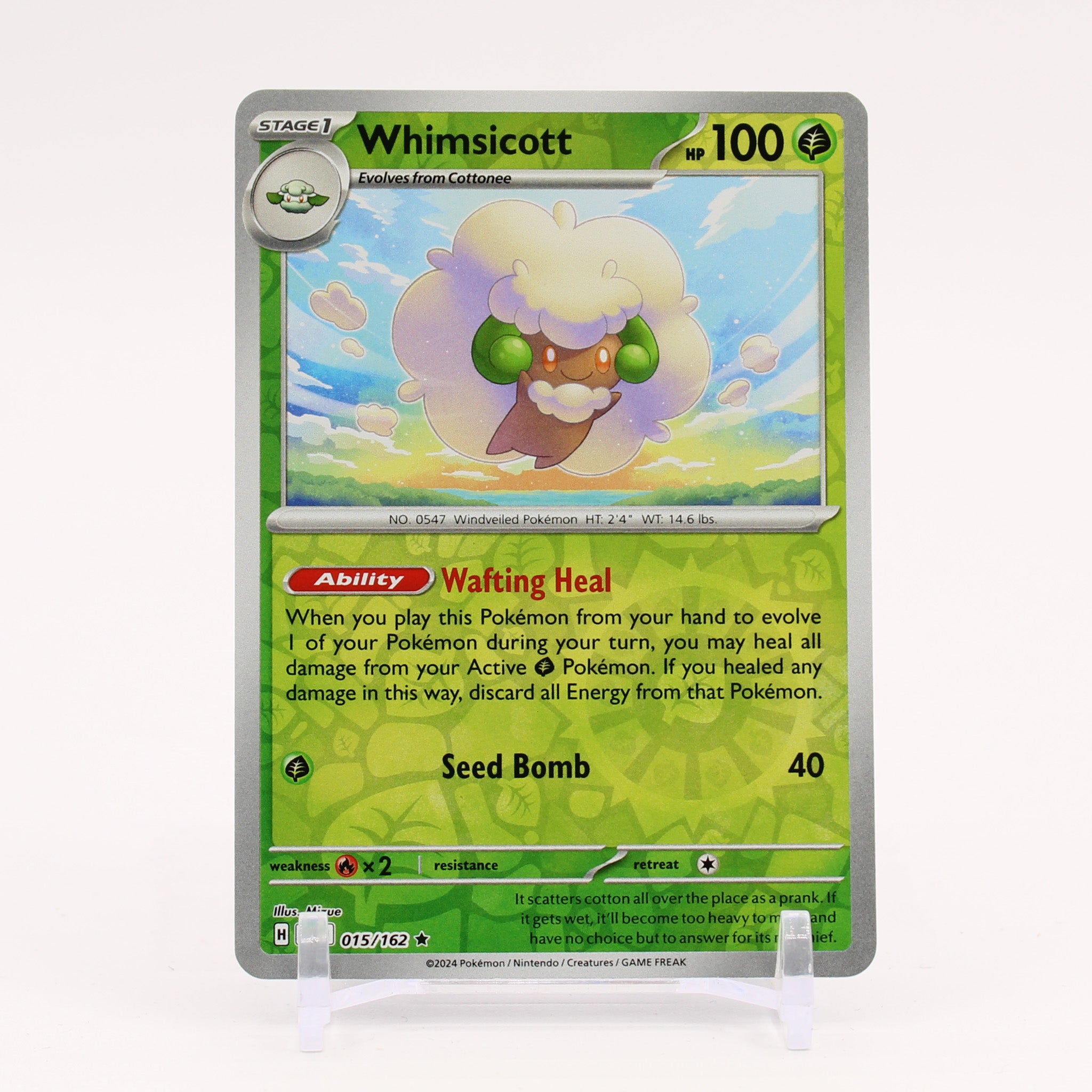 Whimsicott - 015/162 Temporal Forces Reverse Holo Pokemon - NM/MINT