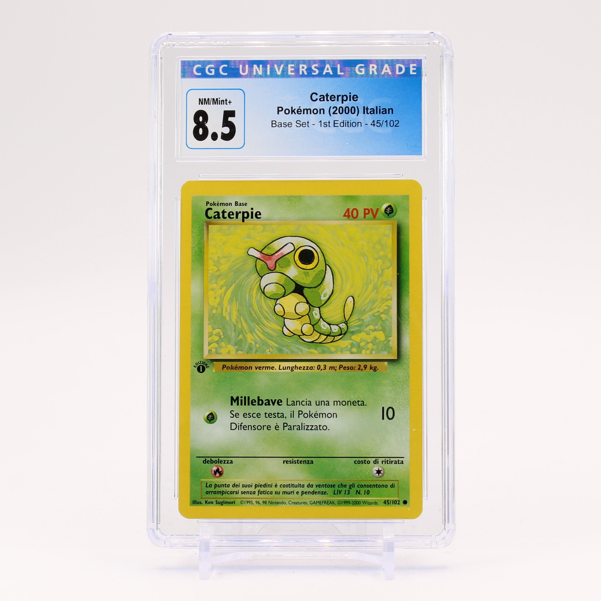 Caterpie - 45/102 1St Edition ITALIAN CGC 8.5 Base Set Pokemon - NM/MINT+