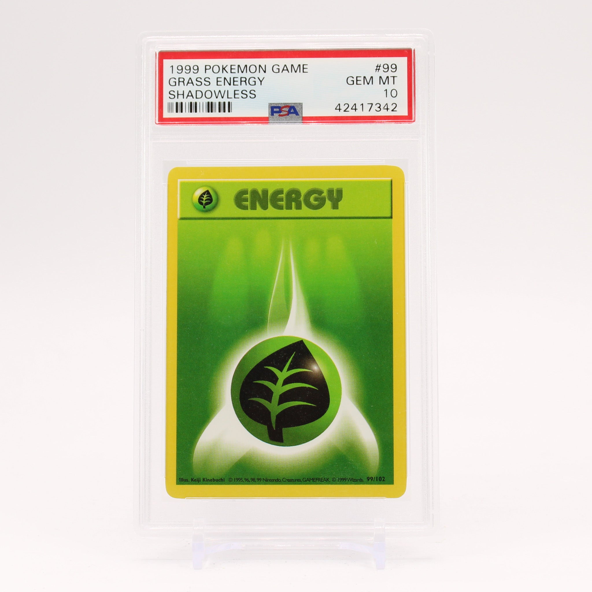 Grass Energy - 99/102 Shadowless PSA 10 Base Set - GEM MINT