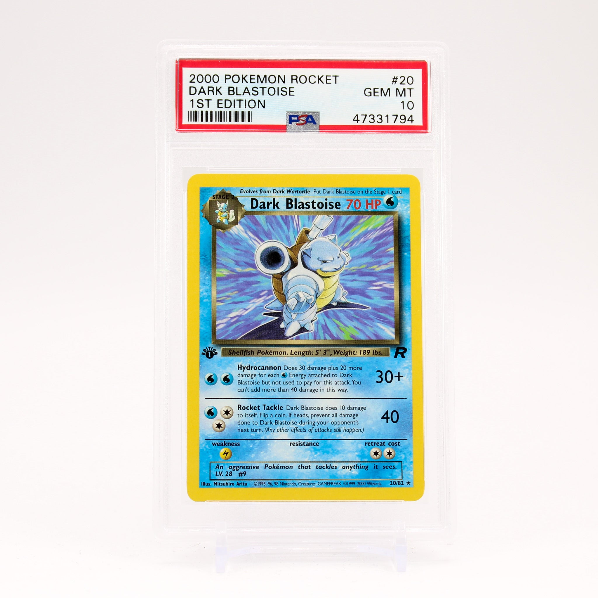 Dark Blastoise - 20/82 1st Edition PSA 10 Team Rocket Rare Pokemon - GEM MT