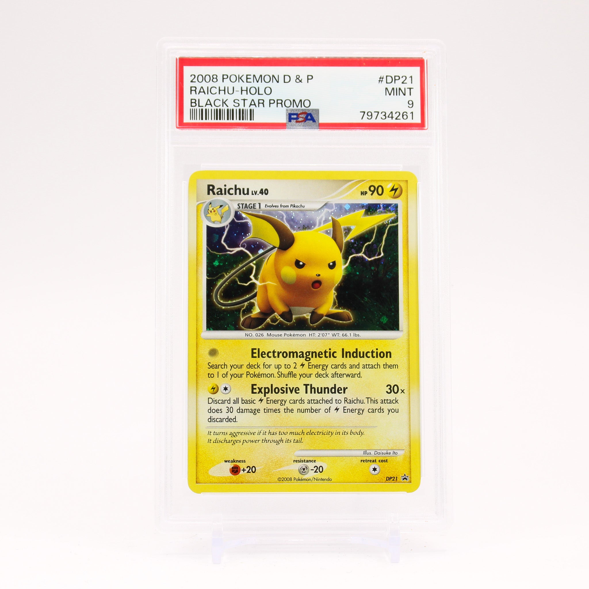 Raichu - DP21 PSA 9 Black Star Promo Holo Pokemon - MINT
