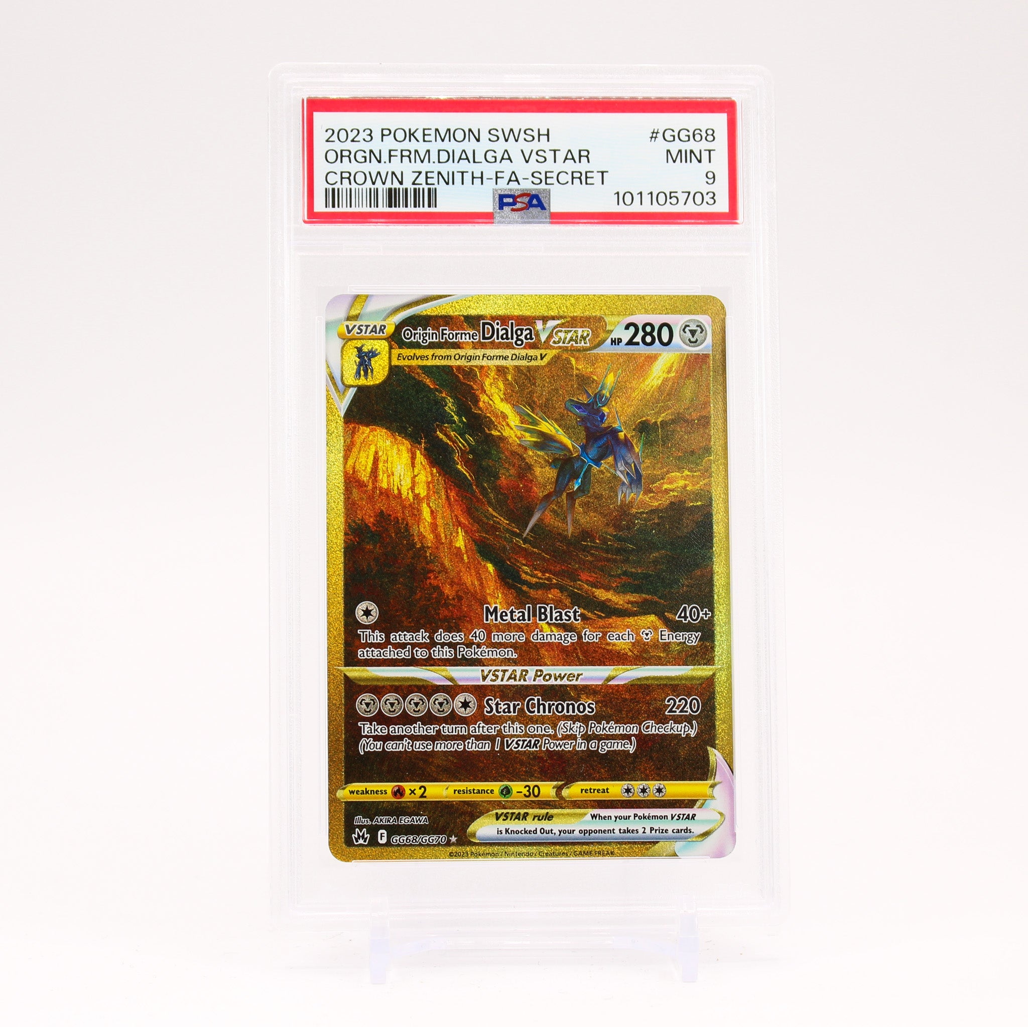 Origin Forme Dialga Vstar - GG68/GG70 PSA 9 Crown Zenith Gold Pokemon - MINT