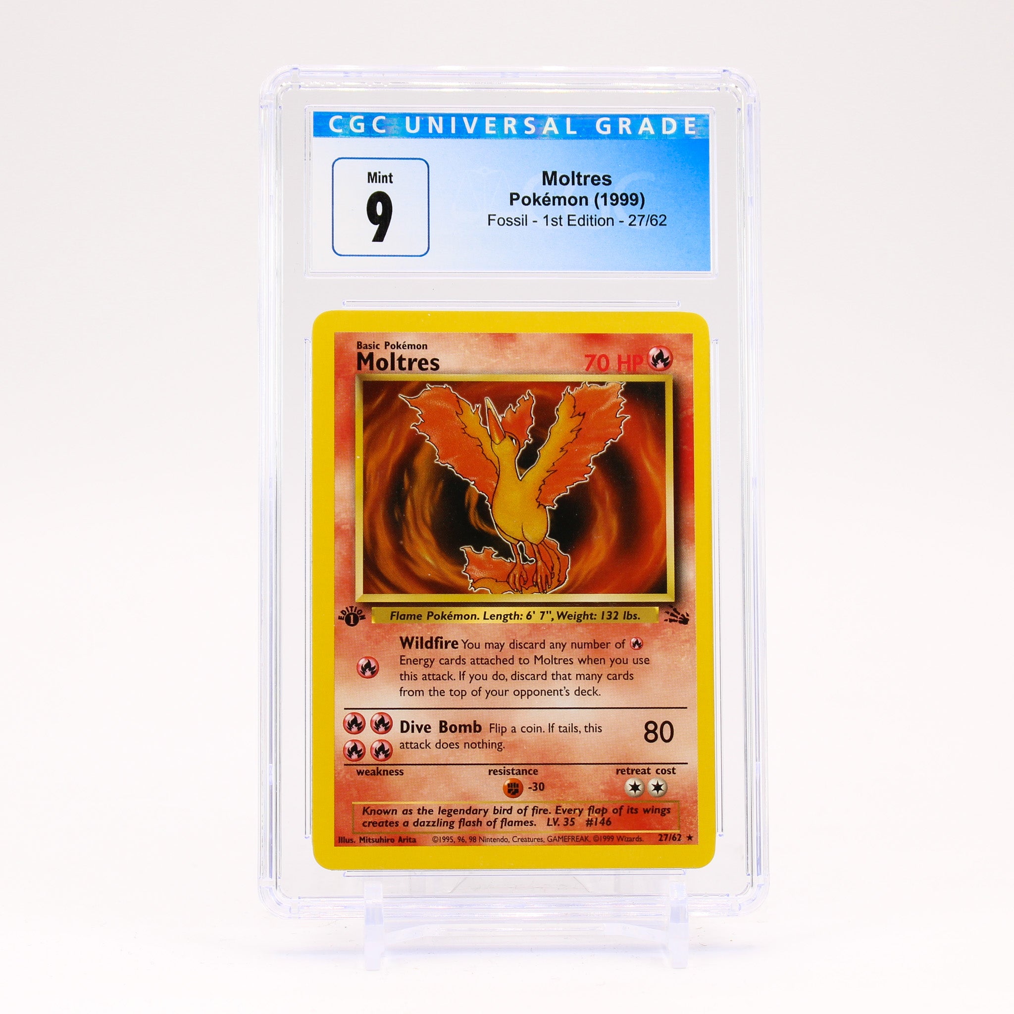 Moltres - 27/62 1st Edition CGC 9 Fossil Rare Pokmeon - MINT