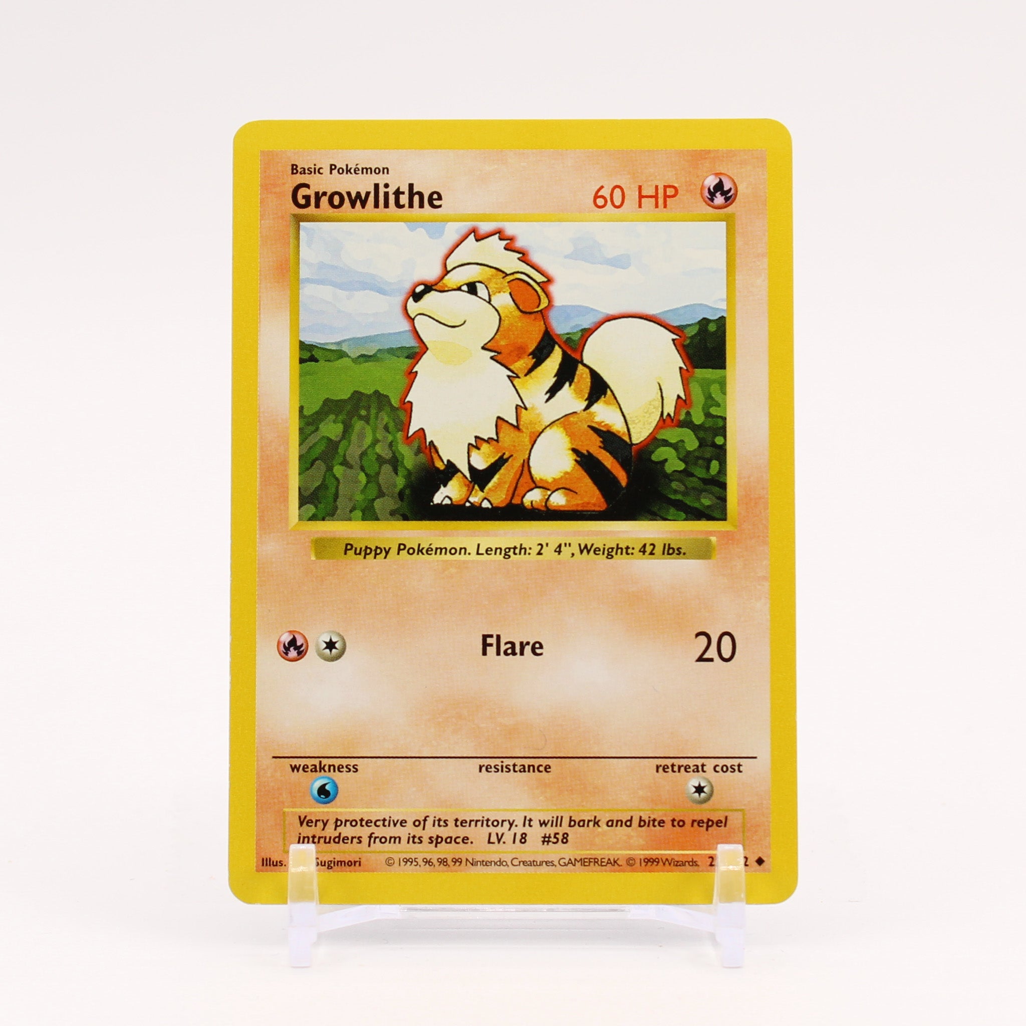 Growlithe - 28/102 Base Set SHADOWLESS Pokemon - NM