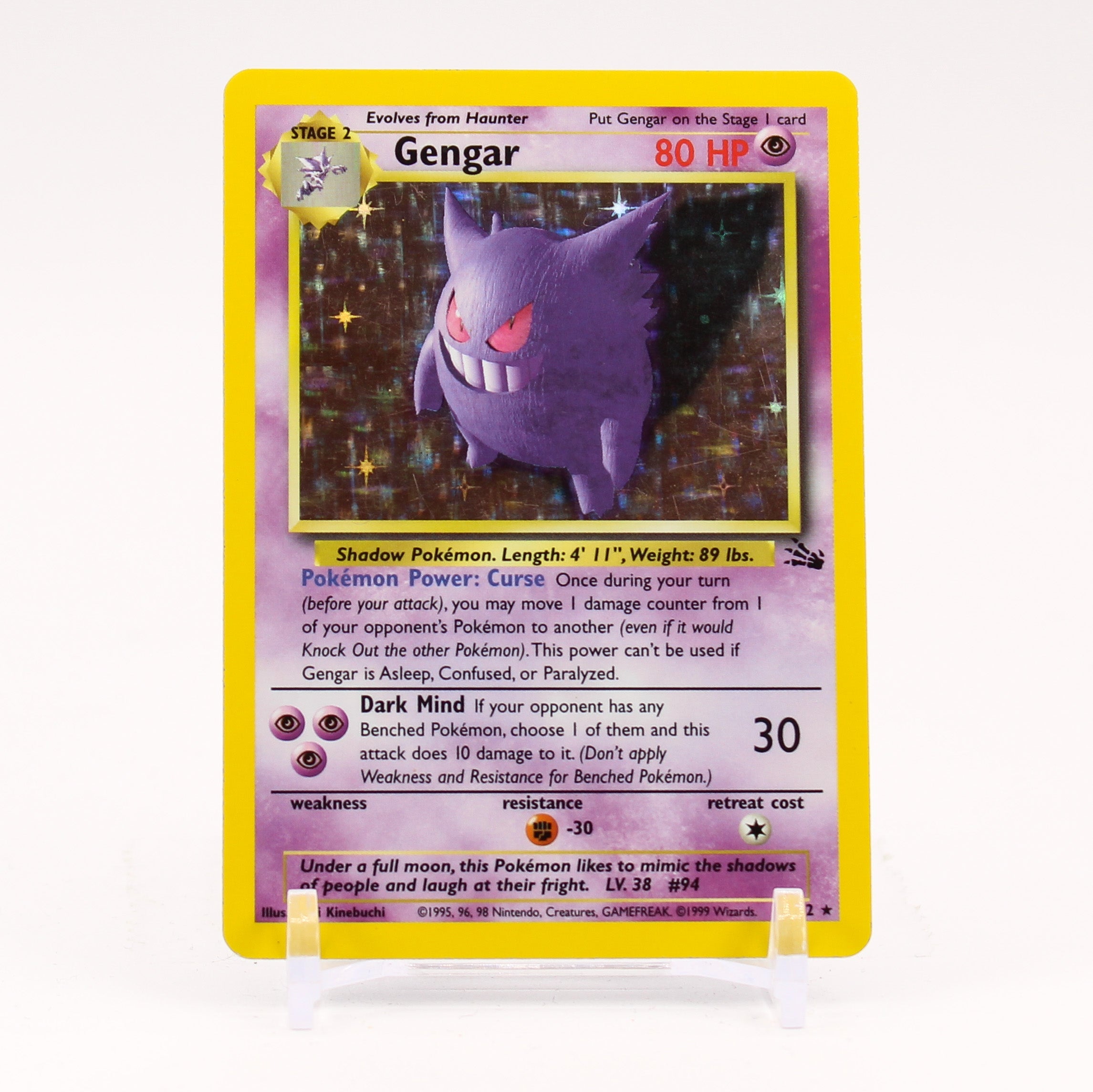 Gengar - 5/62 Fossil Unlimited Holo Rare Pokemon - MP