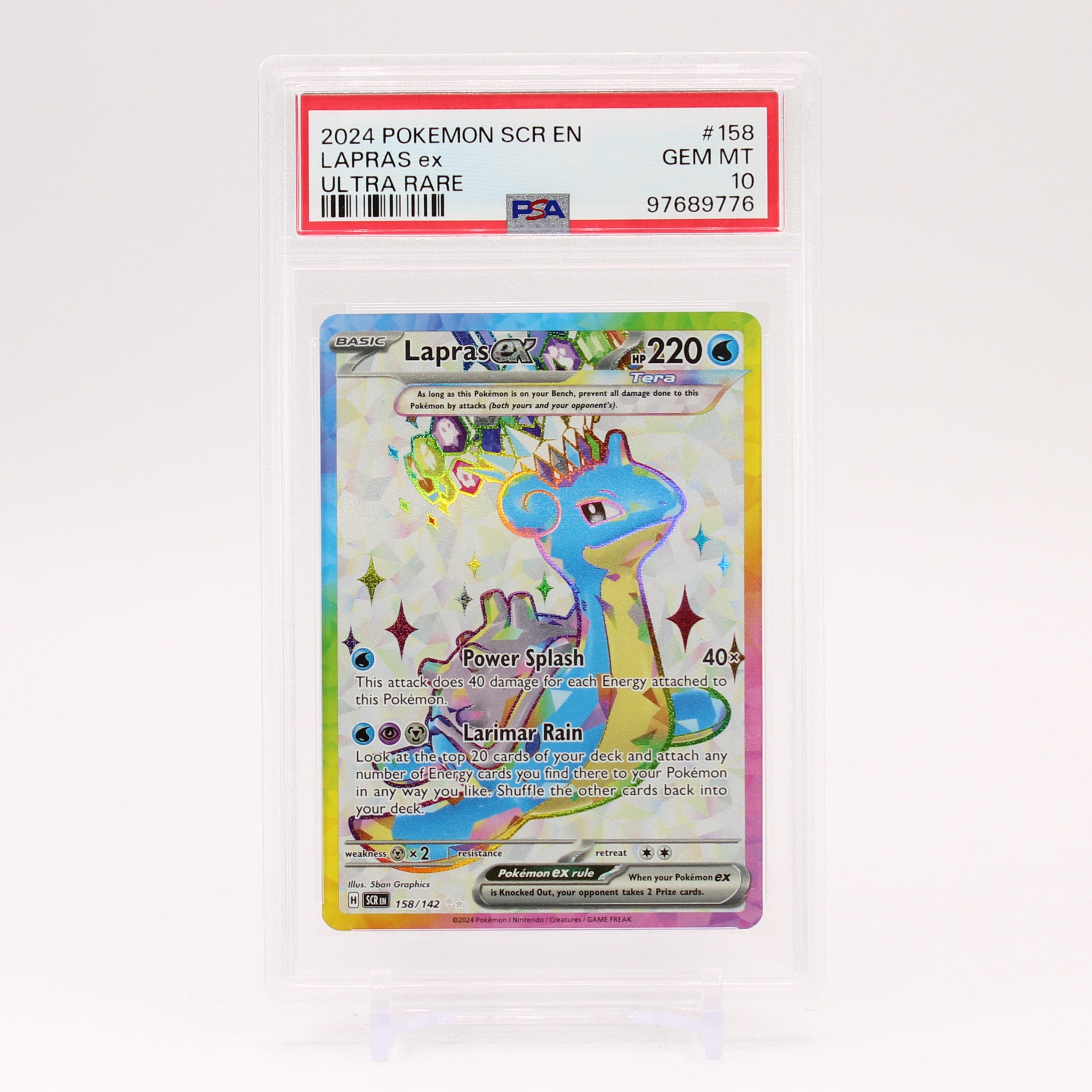 Lapras ex - 158/142 PSA 10 Stellar Crown Full Art Pokemon - GEM MINT