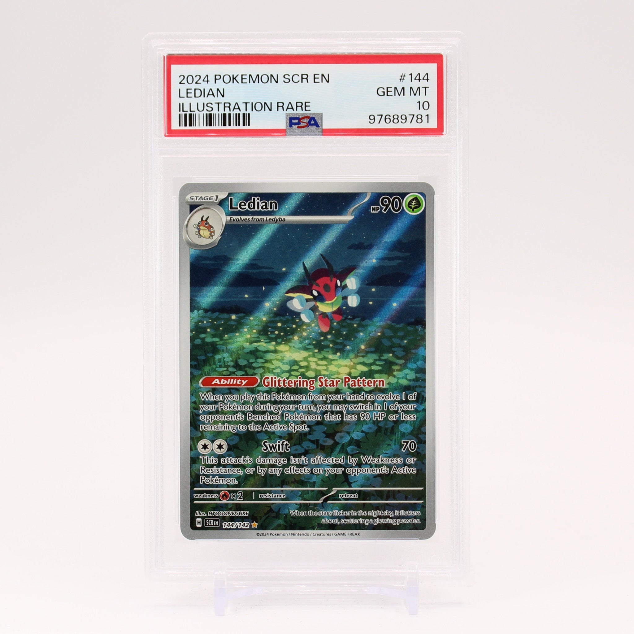 Ledian - 144/142 PSA 10 Stellar Crown Illustration Rare Pokemon - GEM MINT