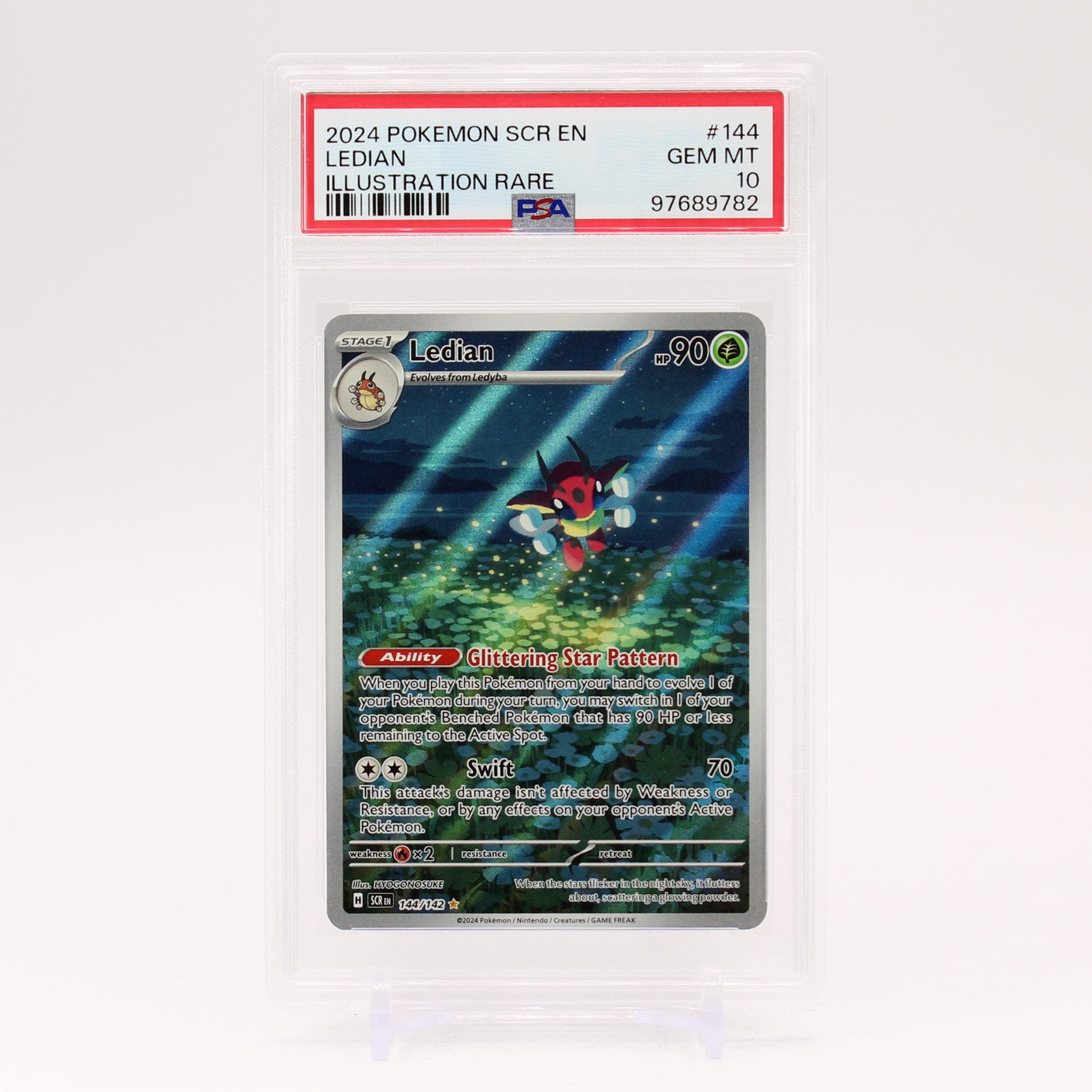 Ledian - 144/142 PSA 10 Stellar Crown Illustration Rare Pokemon - GEM MINT