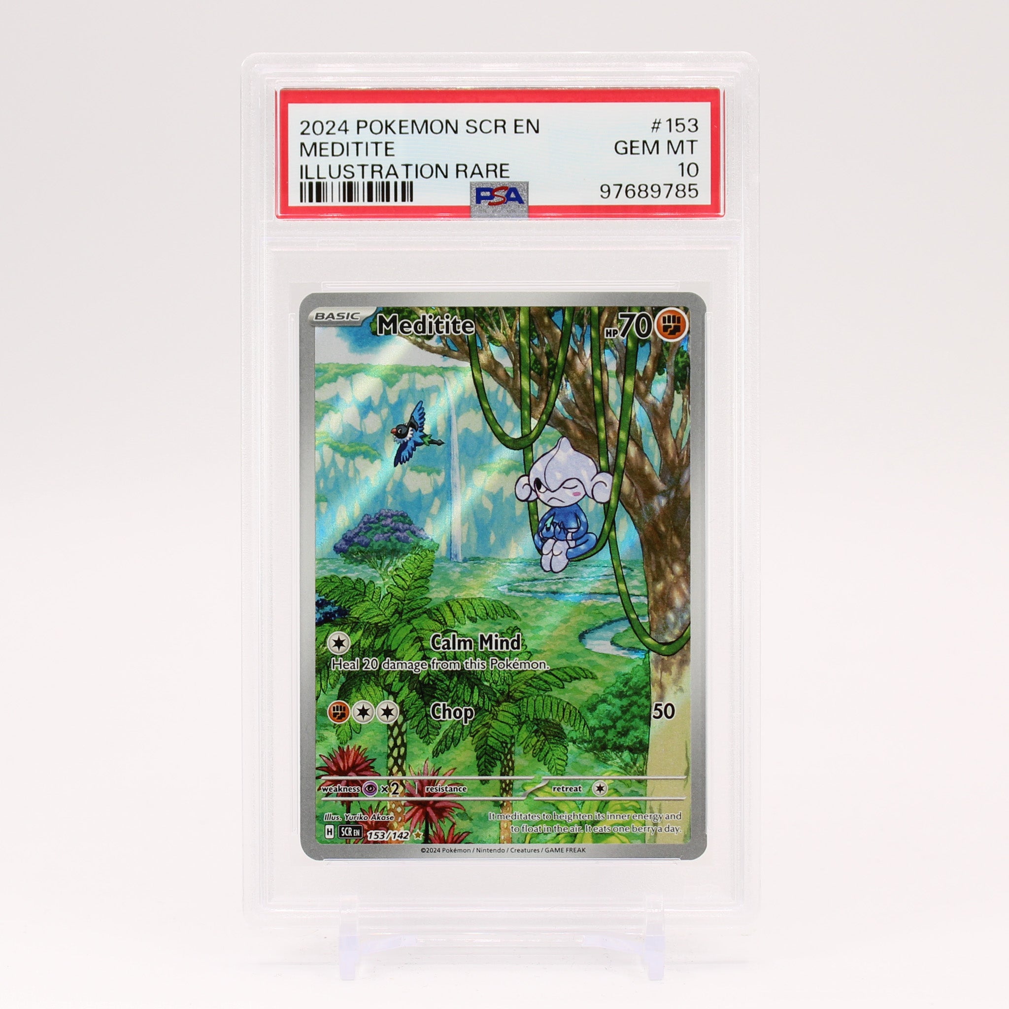 Meditite - 153/142 PSA 10 Stellar Crown Illustration Rare Pokemon - GEM MINT