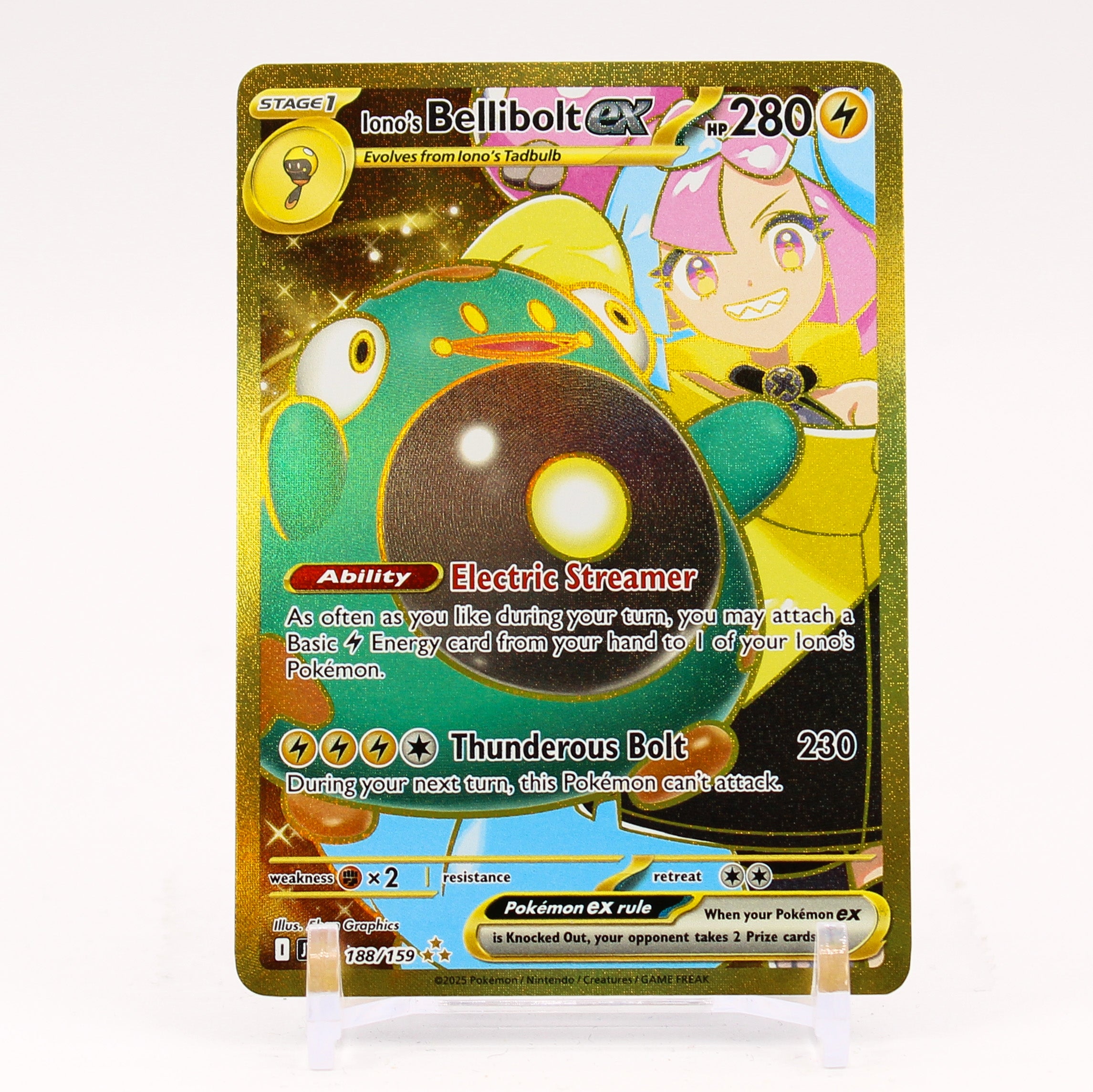 Iono's Bellibolt ex - 188/159 Journey Together Gold Pokemon - NM/MINT