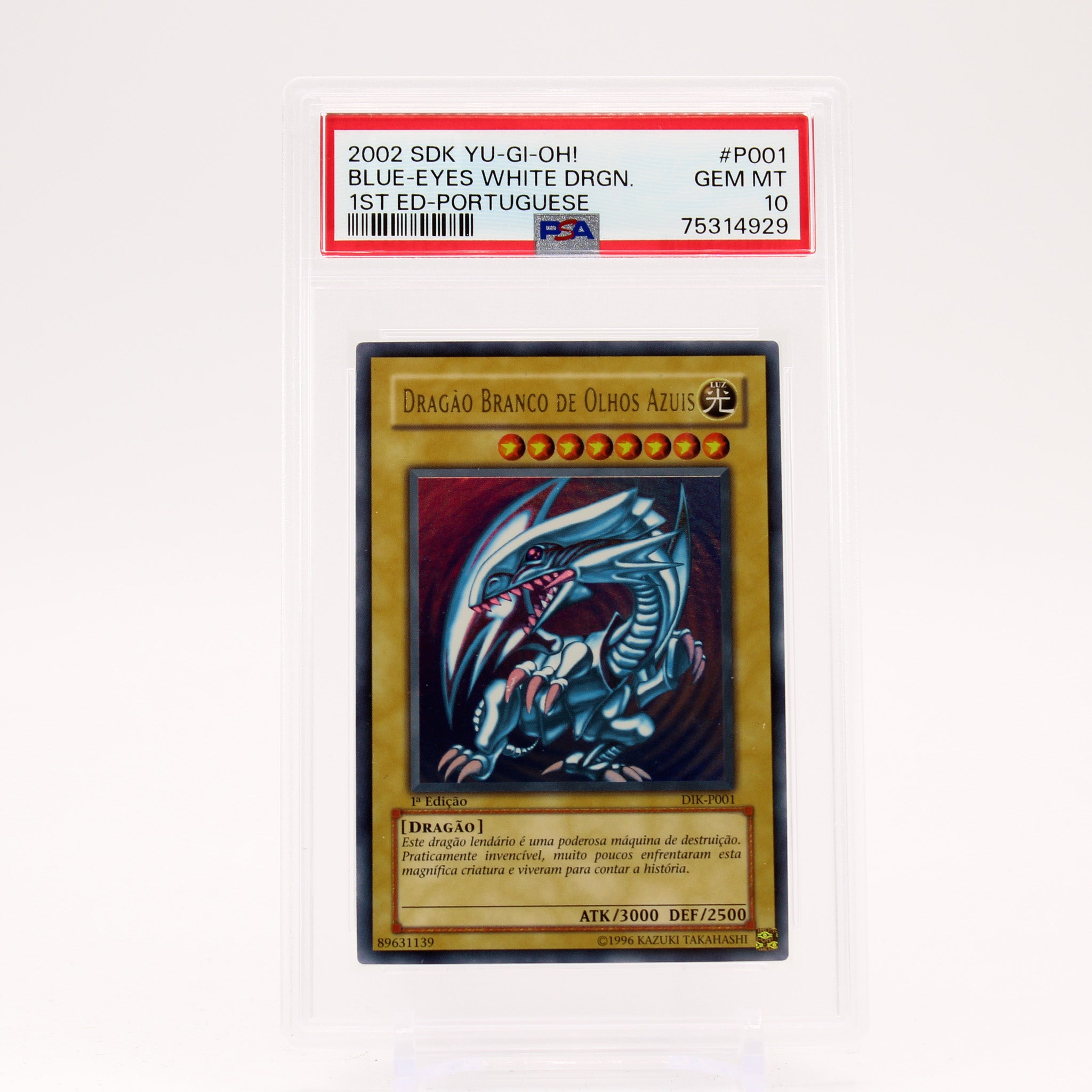 Blue Eyes White Dragon - DIK-P001 PSA 10 1st Edition Portuguese Yugioh - GEM MT