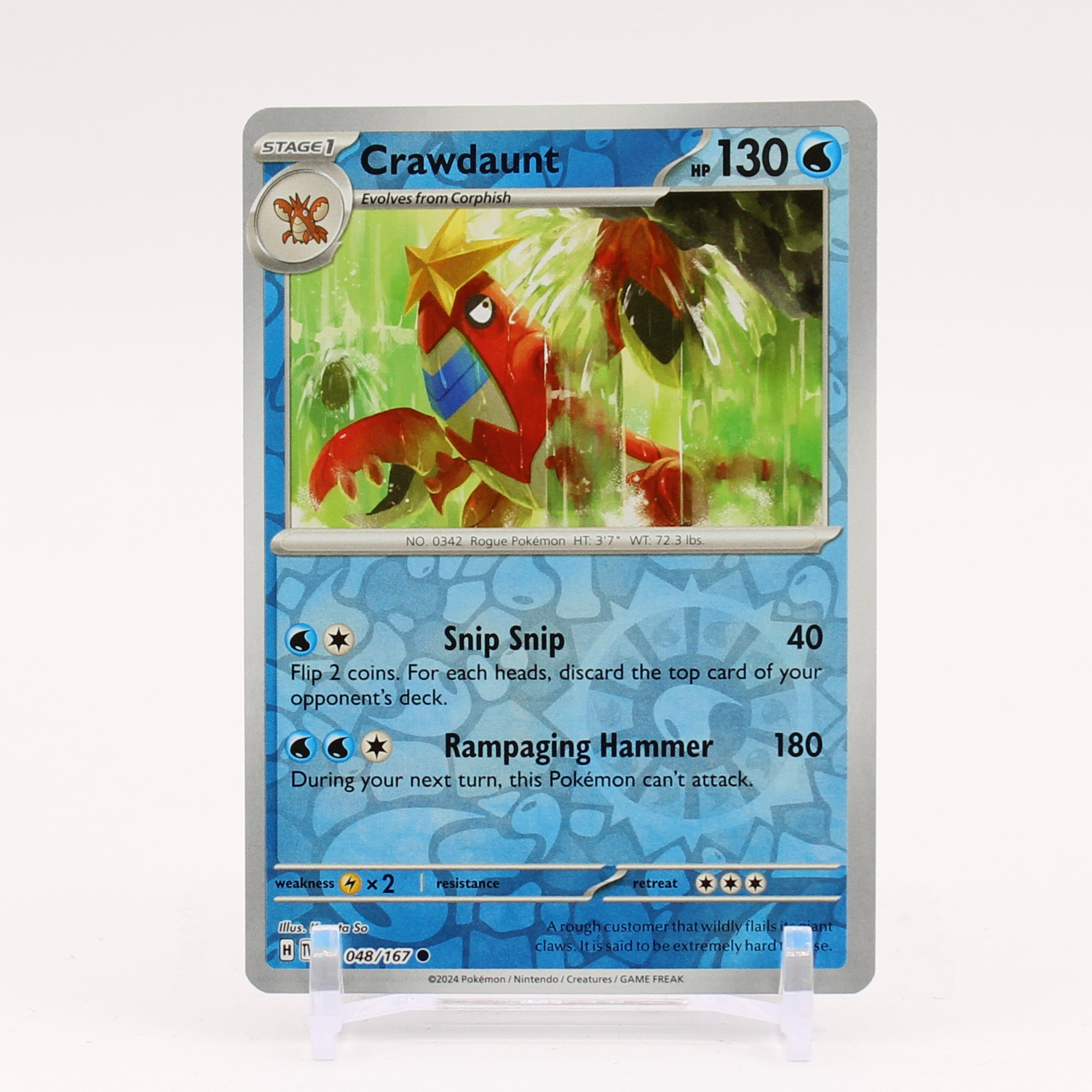 Crawdaunt - 048/167 Twilight Masquerade REVERSE Holo Pokemon - NM/MINT