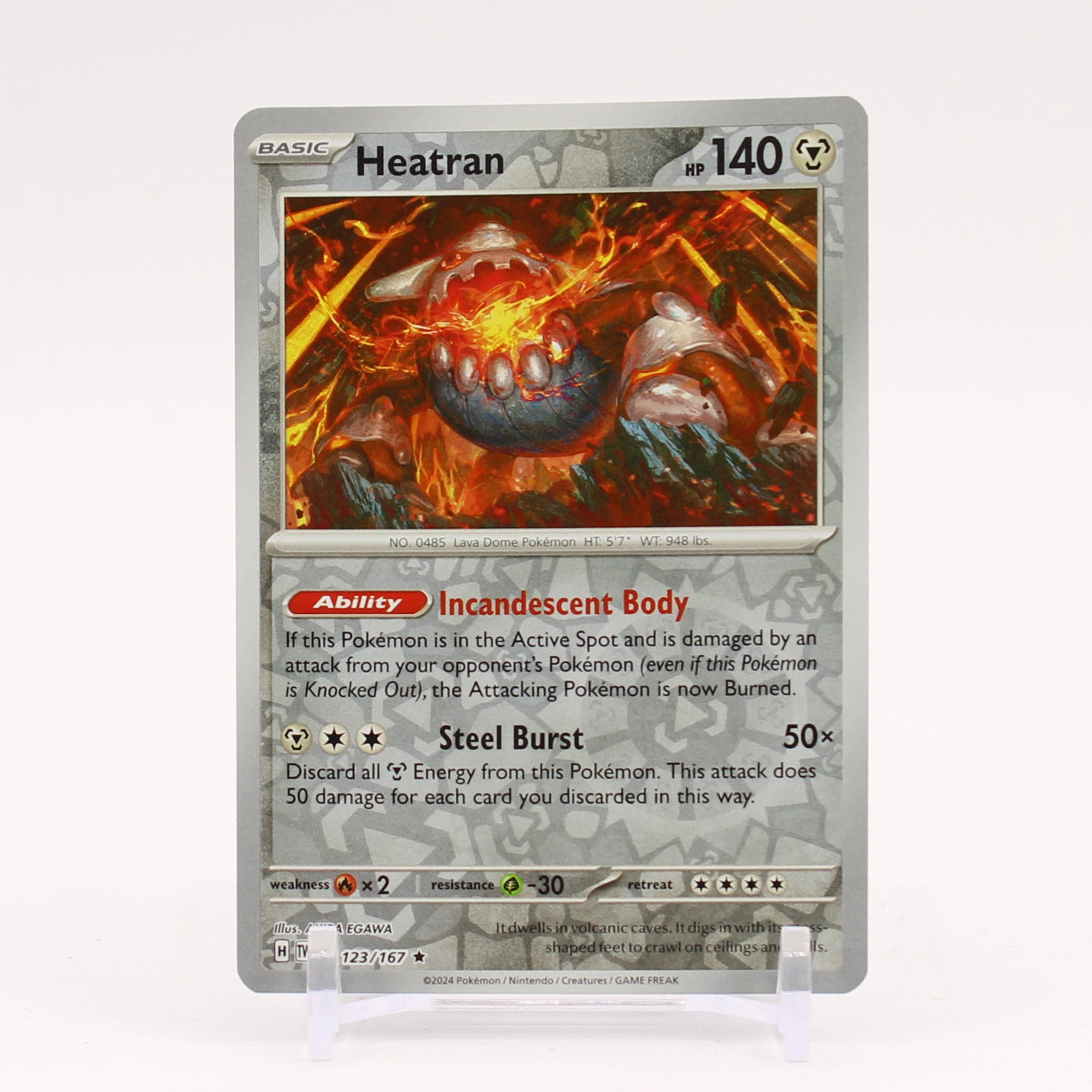 Heatran - 123/167 Twilight Masquerade REVERSE Holo Rare Pokemon - NM/MINT