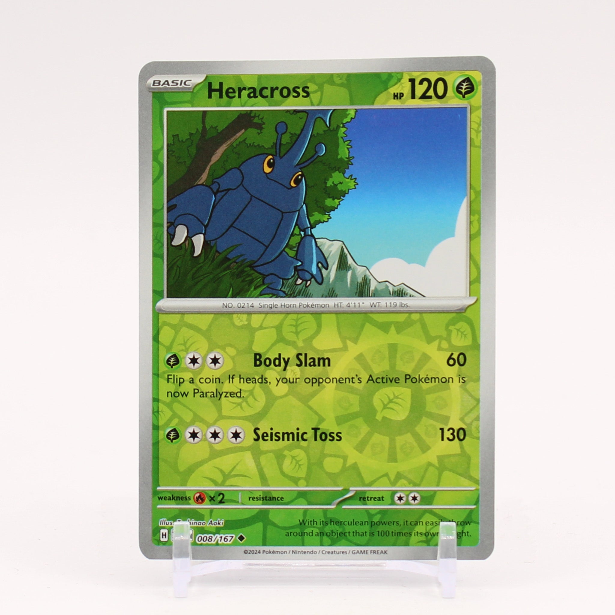 Heracross - 008/167 Twilight Masquerade REVERSE Holo Pokemon - NM/MINT