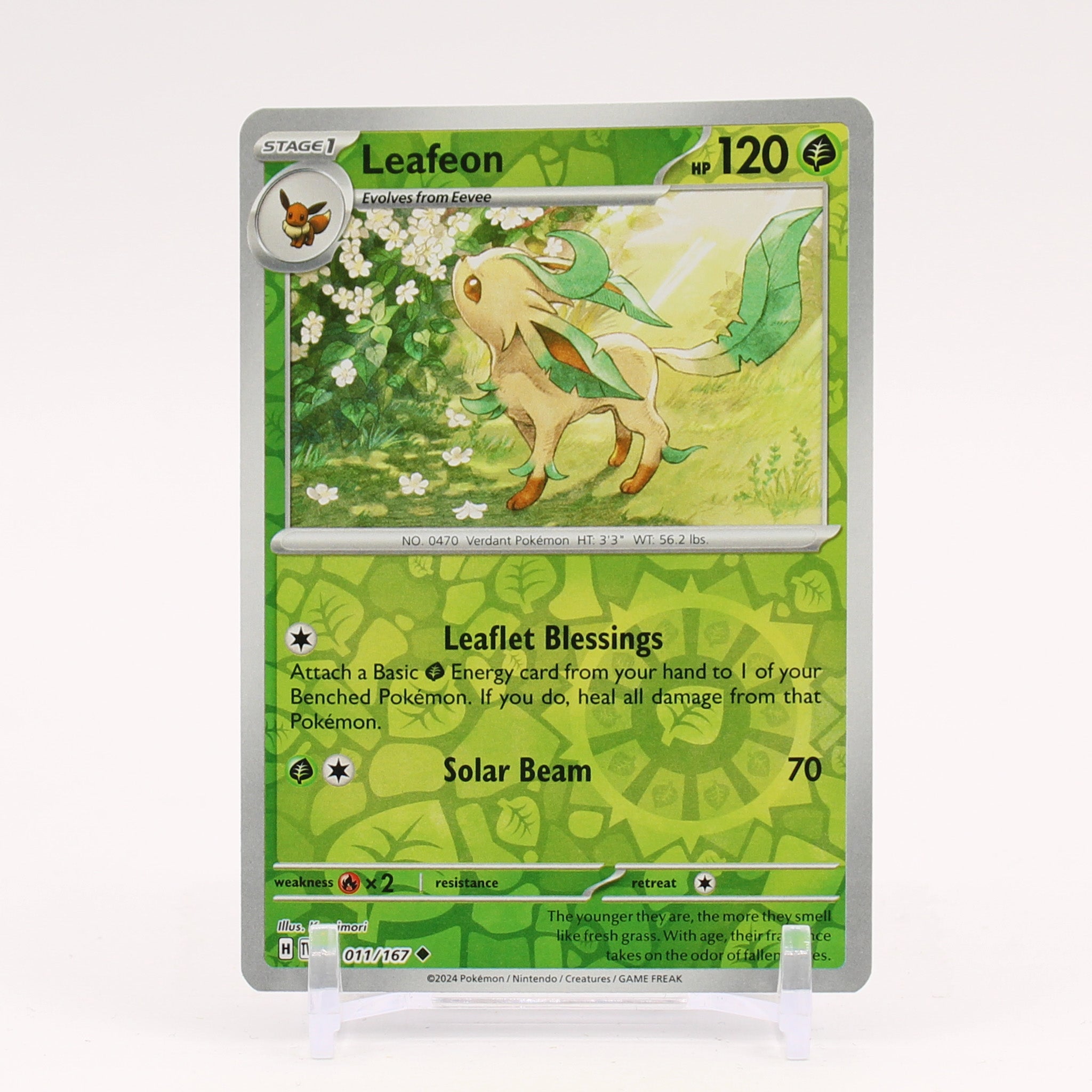 Leafeon - 011/167 Twilight Masquerade REVERSE Holo Pokemon - NM/MINT