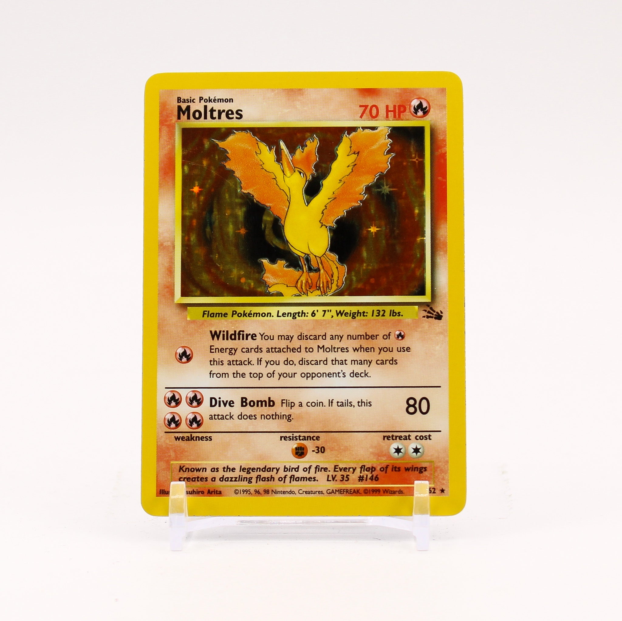 Moltres - 12/62 Fossil Unlimited Holo Rare Pokemon - LP/MP