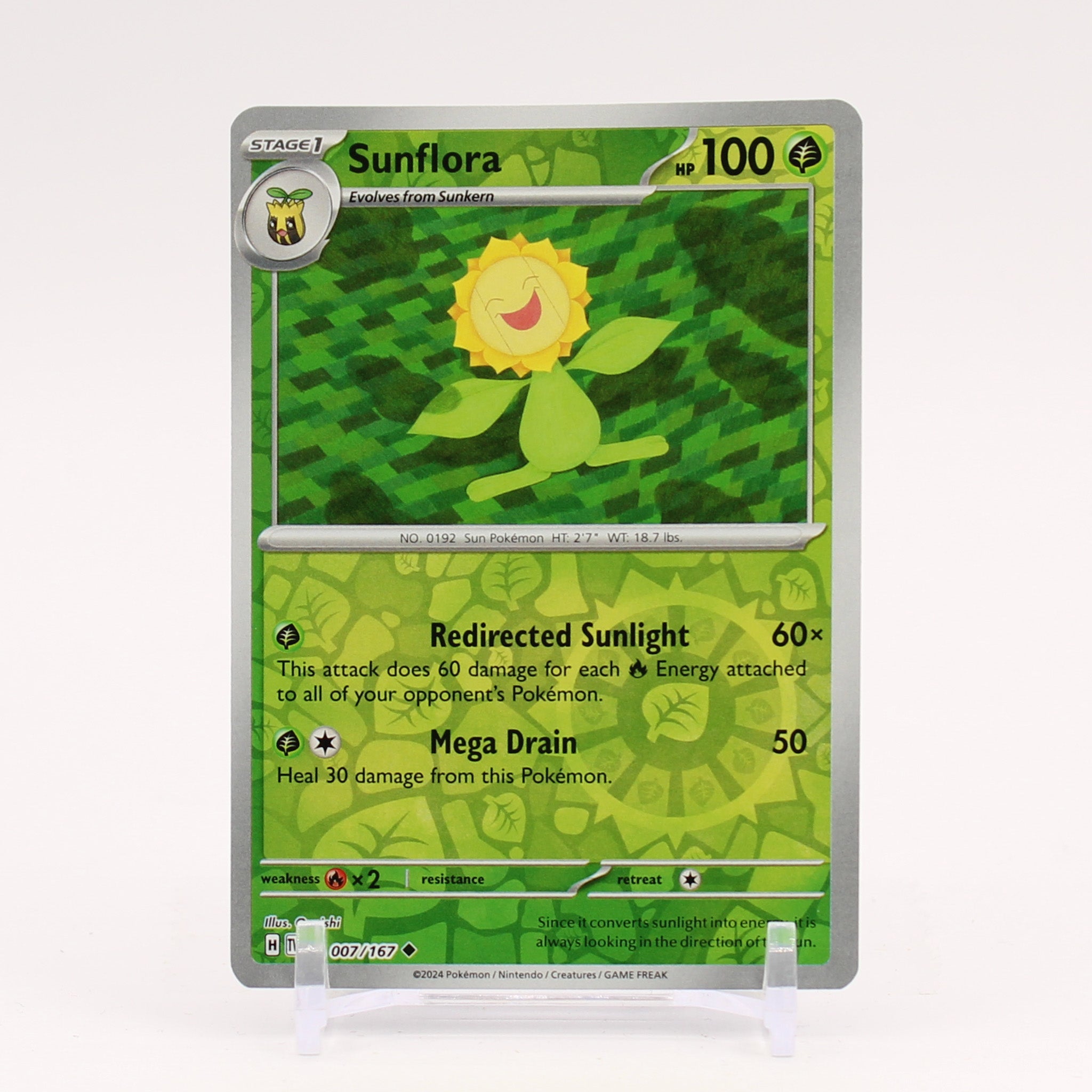 Sunflora - 007/167 Twilight Masquerade REVERSE Holo Pokemon - NM/MINT