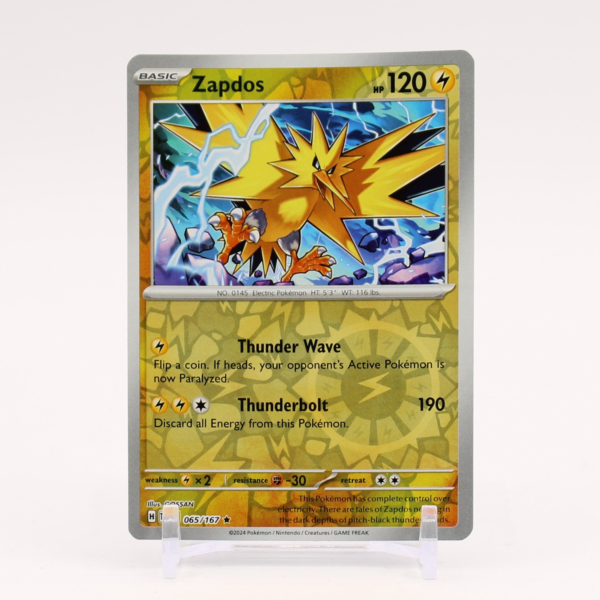 Zapdos - 065/167 Twilight Masquerade REVERSE Holo Rare Pokemon - NM/MINT