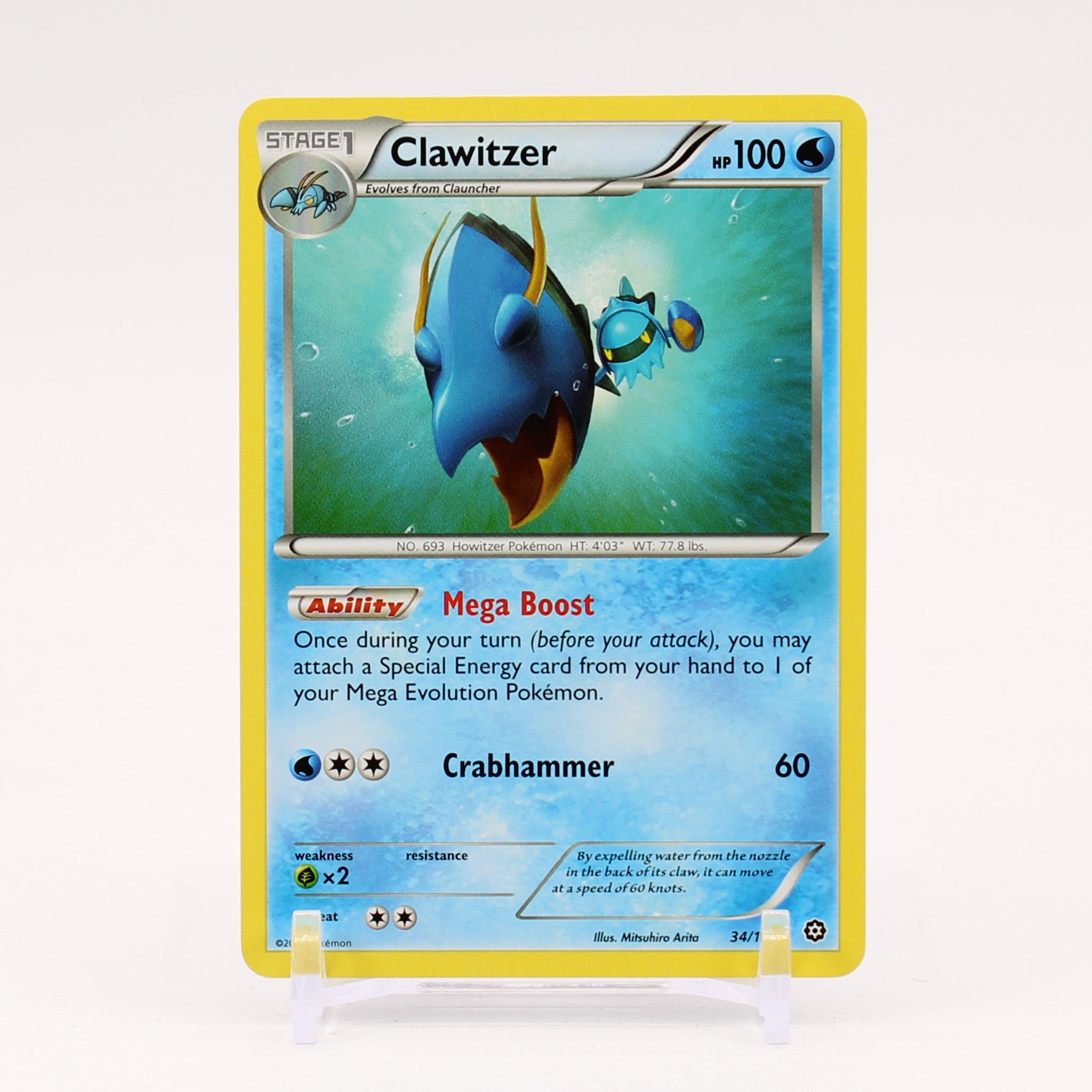 Clawitzer - 34/114 Steam Siege Rare Pokemon - NM