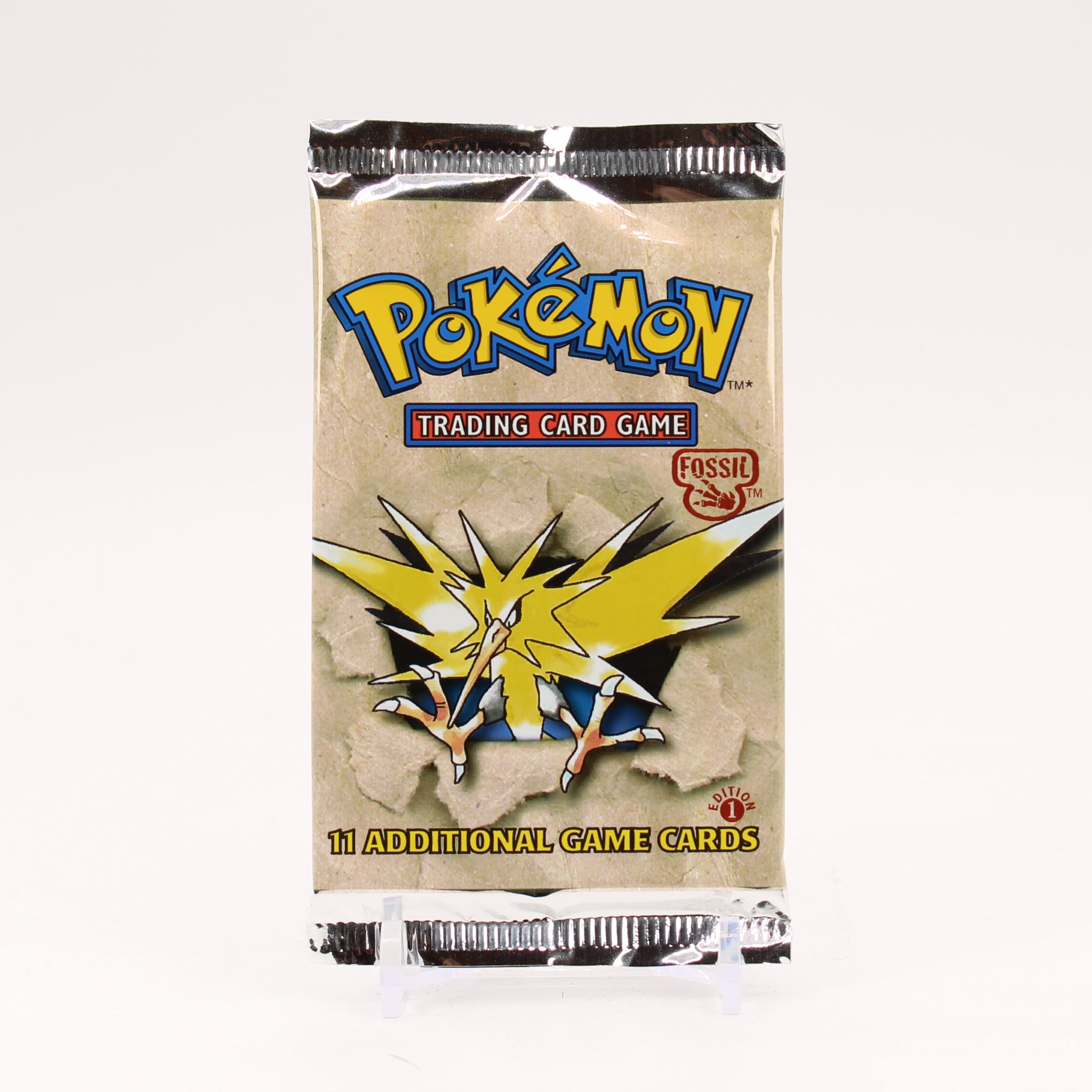 Fossil 1st Edition Pokemon Booster Pack - LIGHT (Non Holo) - Zapdos