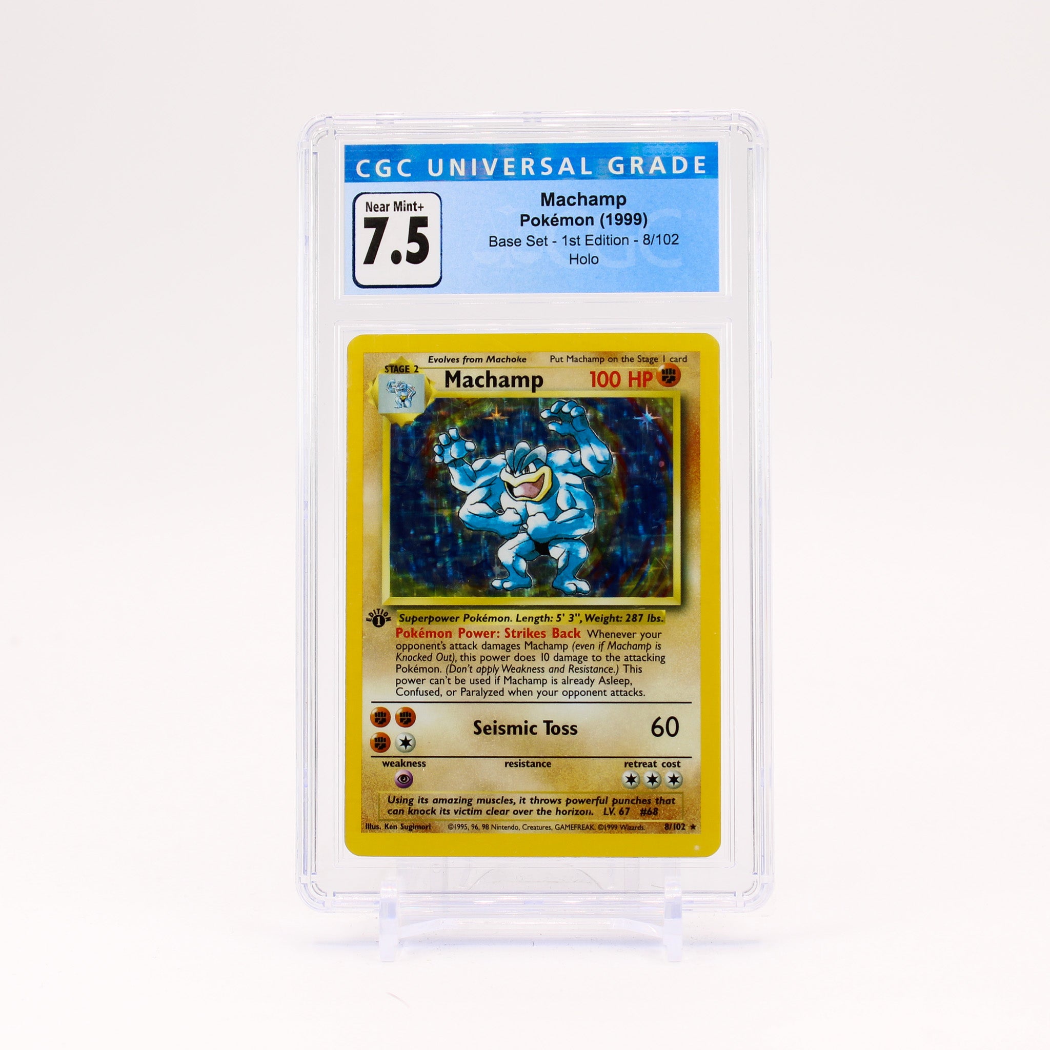 Machamp - 8/102 1st Edition CGC 7.5 Base Set Holo Rare Pokemon - NM+