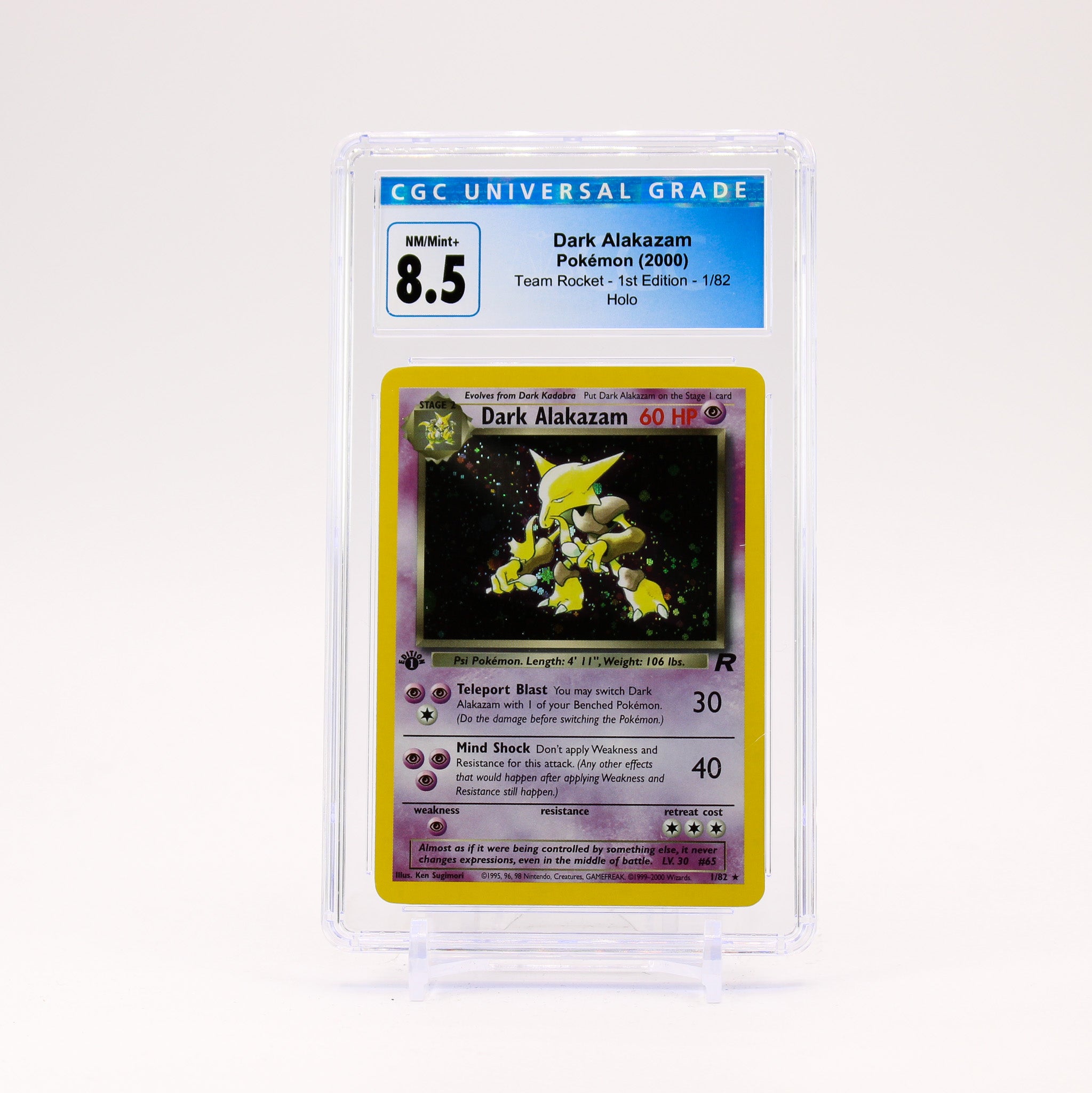 Dark Alakazam - 1/82 1st Edition CGC 8.5 Team Rocket Holo Rare Pokemon - NM/MINT+