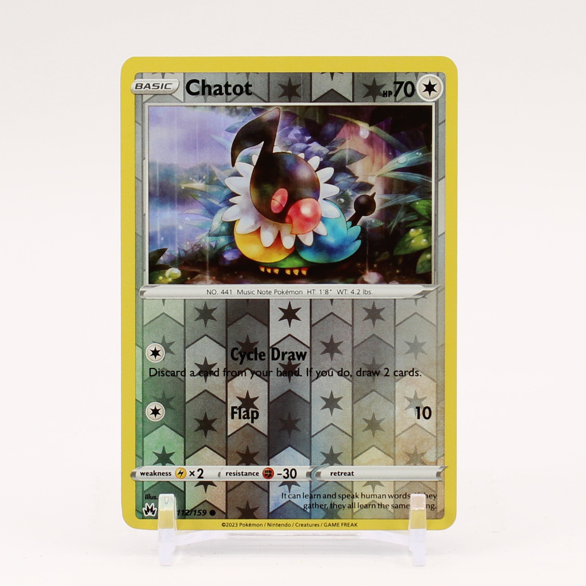 Chatot - 112/159 Crown Zenith Reverse Holo Pokemon - NM/MINT