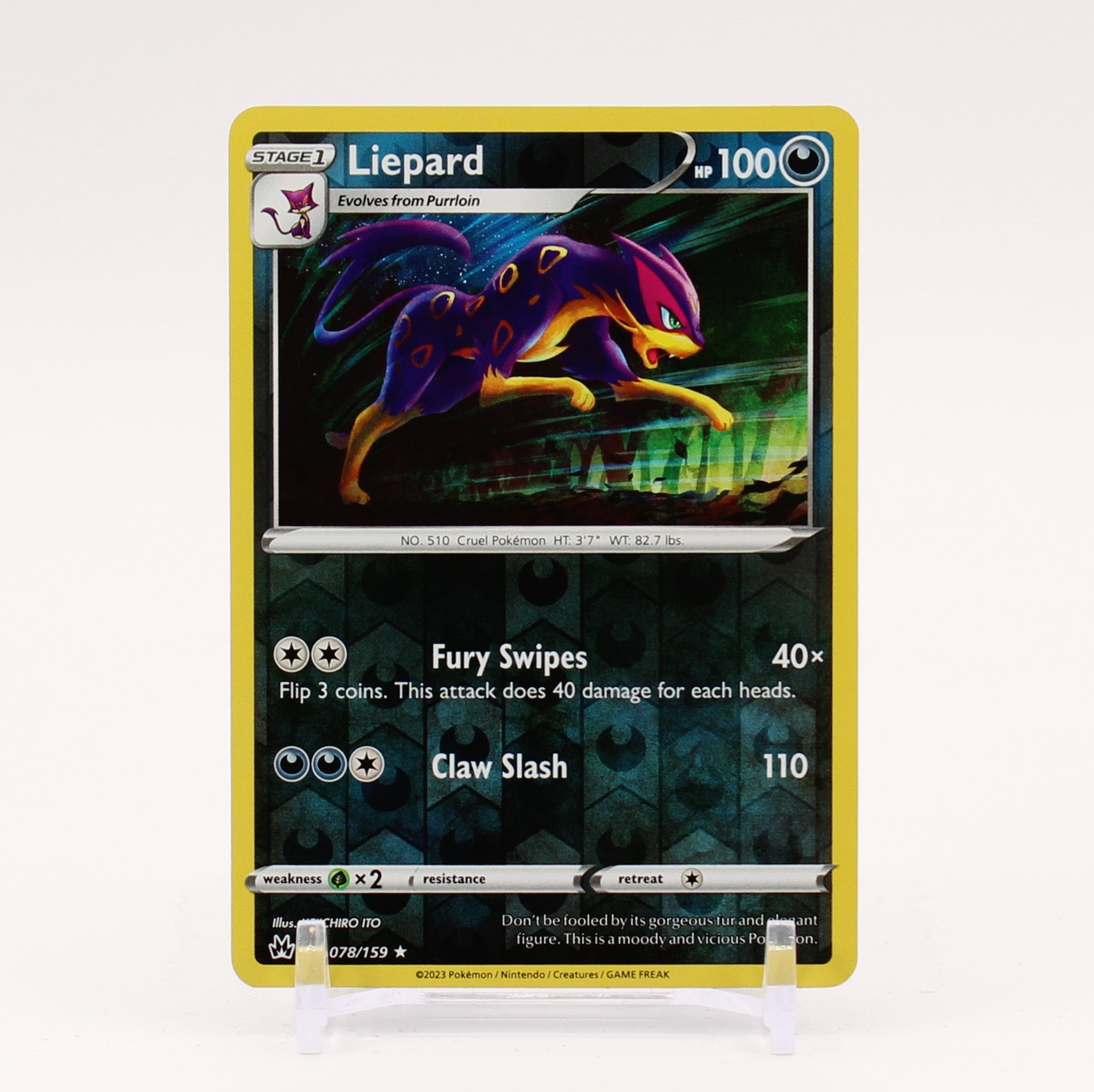 Liepard - 078/159 Crown Zenith Reverse Holo Rare Pokemon - NM/MINT