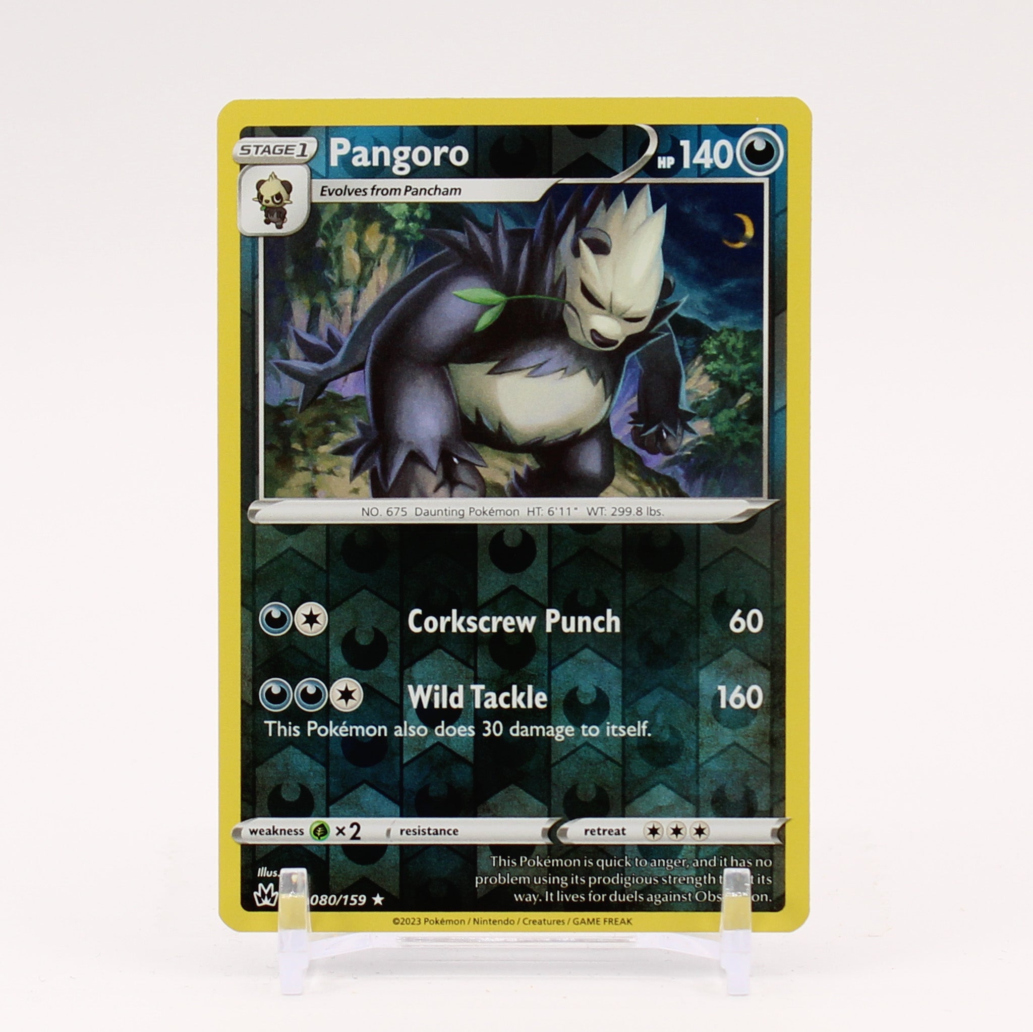 Pangoro - 080/159 Crown Zenith Reverse Holo Rare Pokemon - NM/MINT