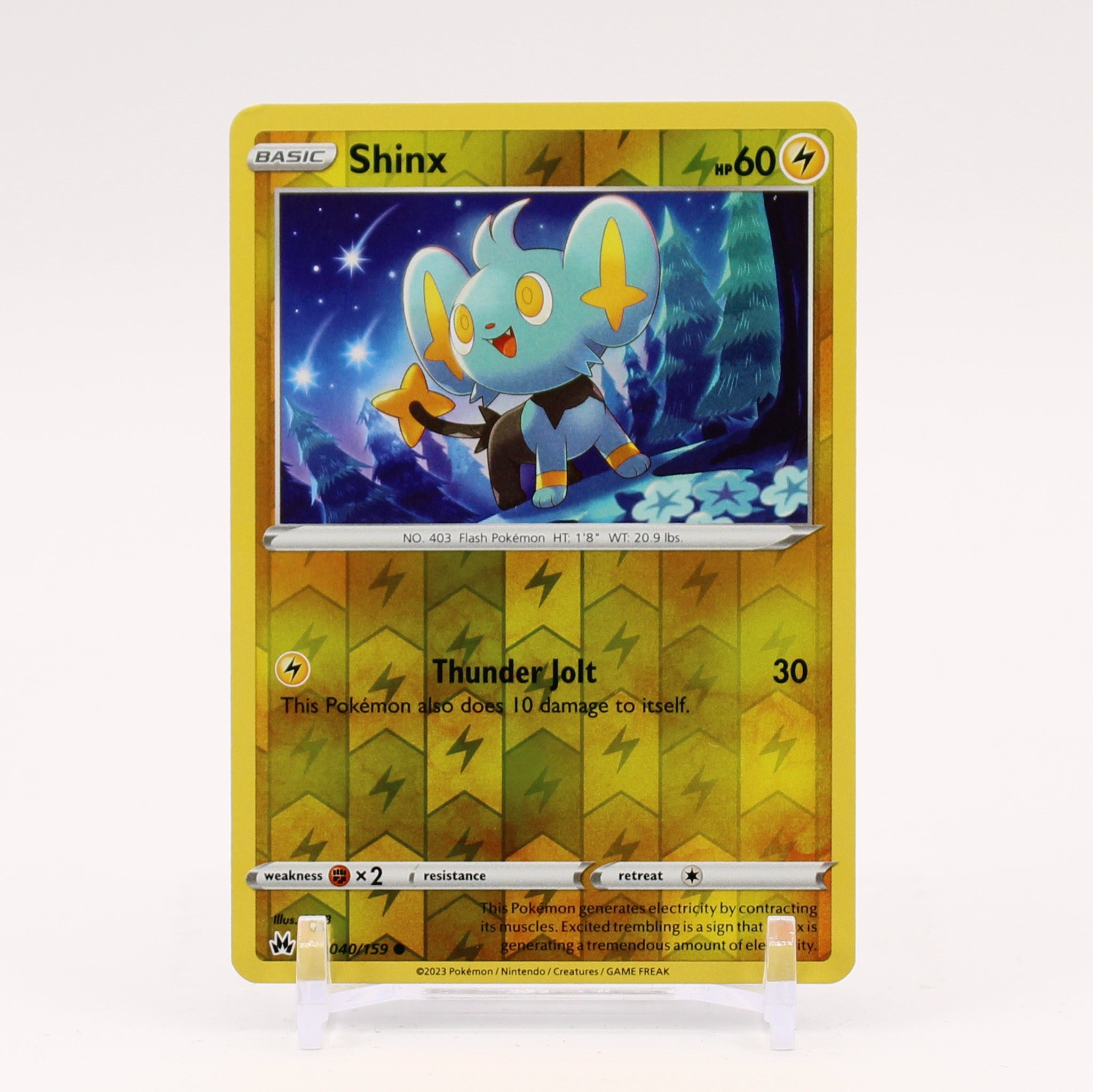 Shinx - 040/159 Crown Zenith Reverse Holo Pokemon - NM/MINT