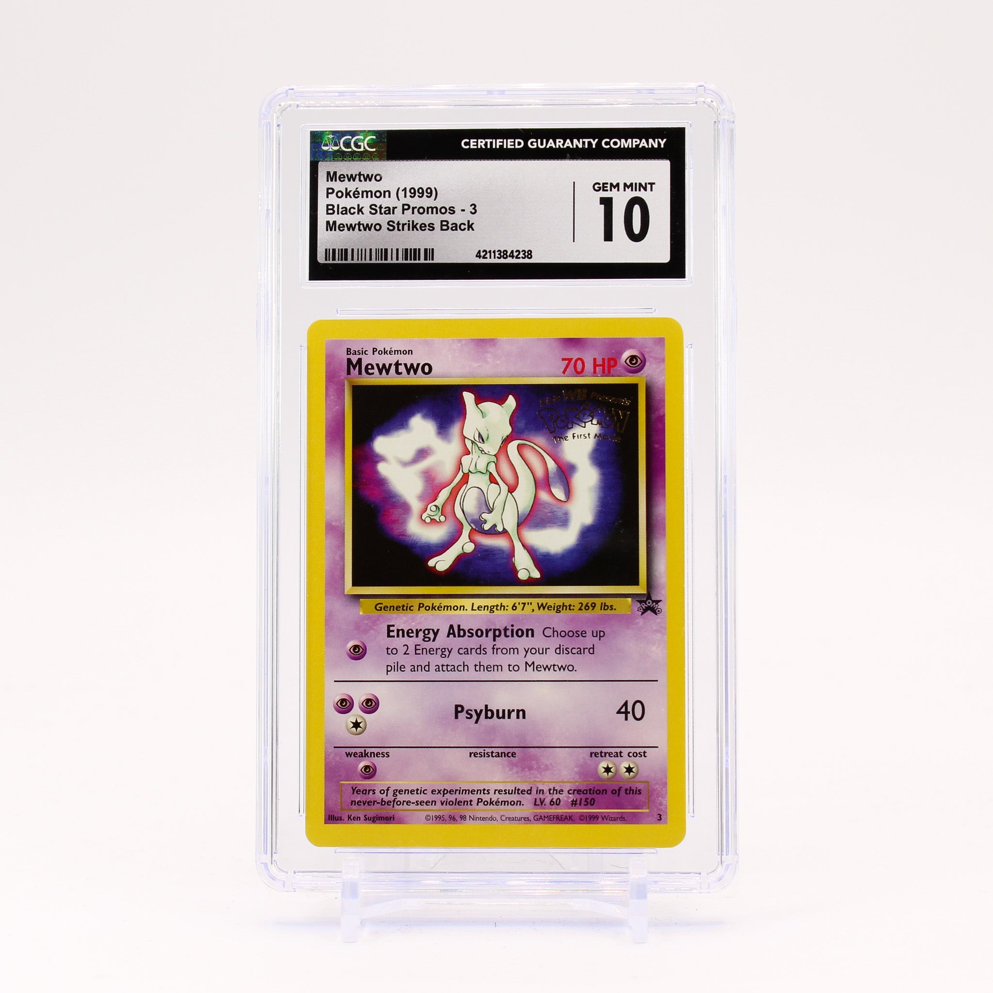 Mewtwo - 3 WB CGC 10 Vintage WotC Black Star Promo Pokemon - GEM MINT