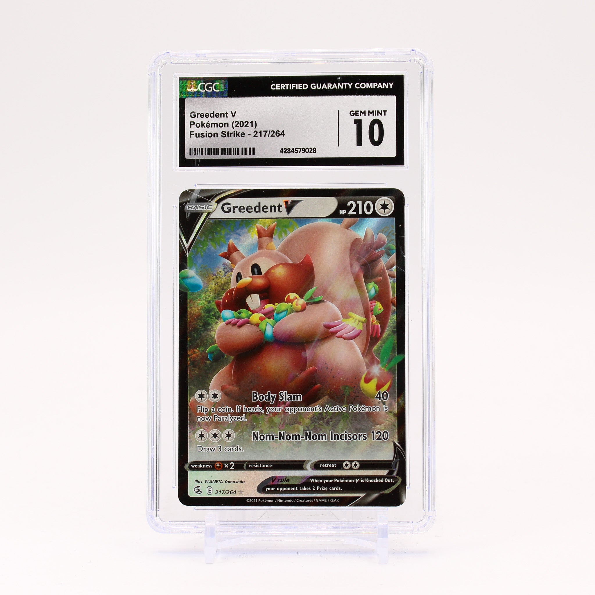 Greedent V - 217/264 CGC 10 Fusion Strike Ultra Rare Pokemon - GEM MINT