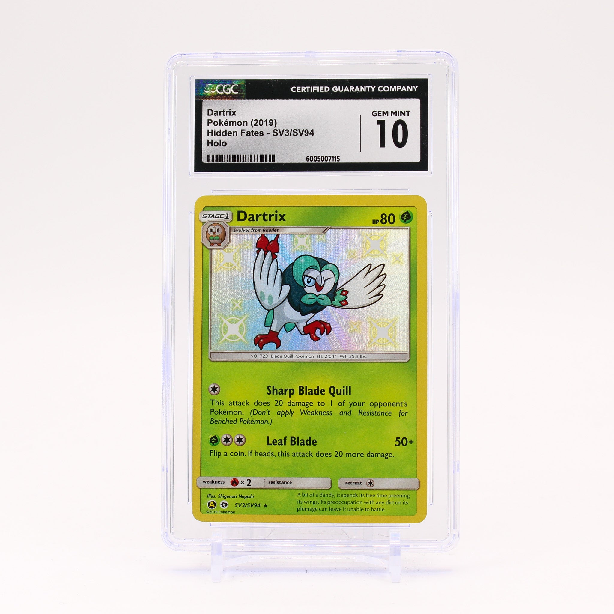 Dartrix SV3/SV94 CGC 10 Hidden Fates Baby Shiny Holo Rare Pokemon GEM MINT